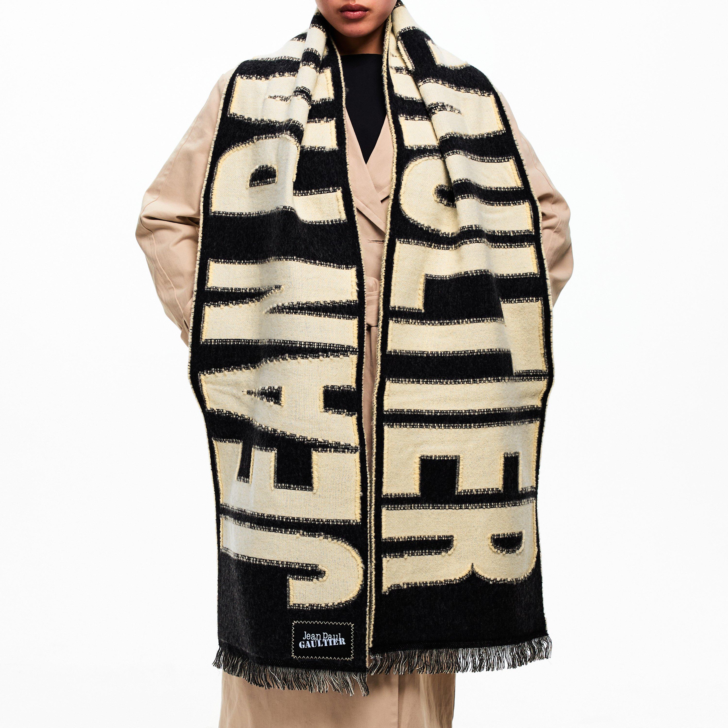 Ecru/Blk - Jean Paul Gaultier - Women's Patterned Midweight Scarf - 3