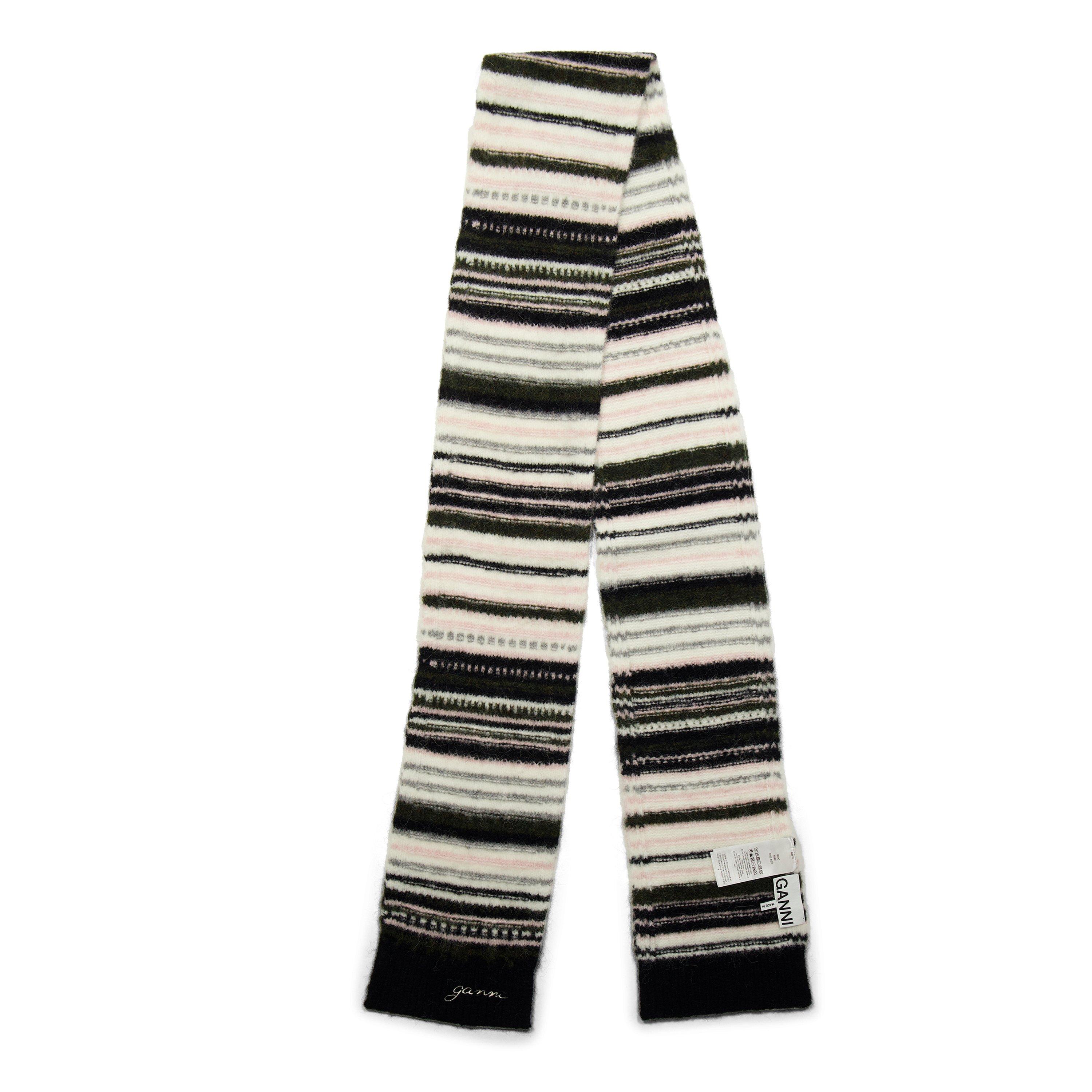 Ganni Women's Stripe Midweight Scarf - Black