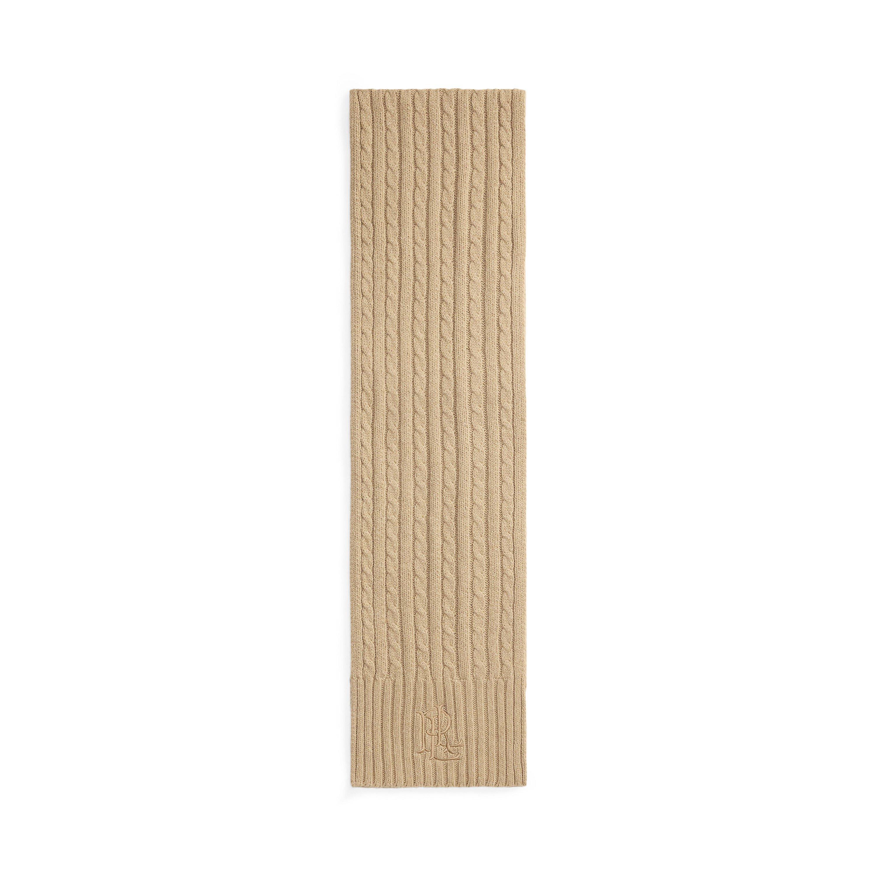 BIRCH TAN - Lauren by Ralph Lauren - Women's Cable Wool Midweight Scarf - 2