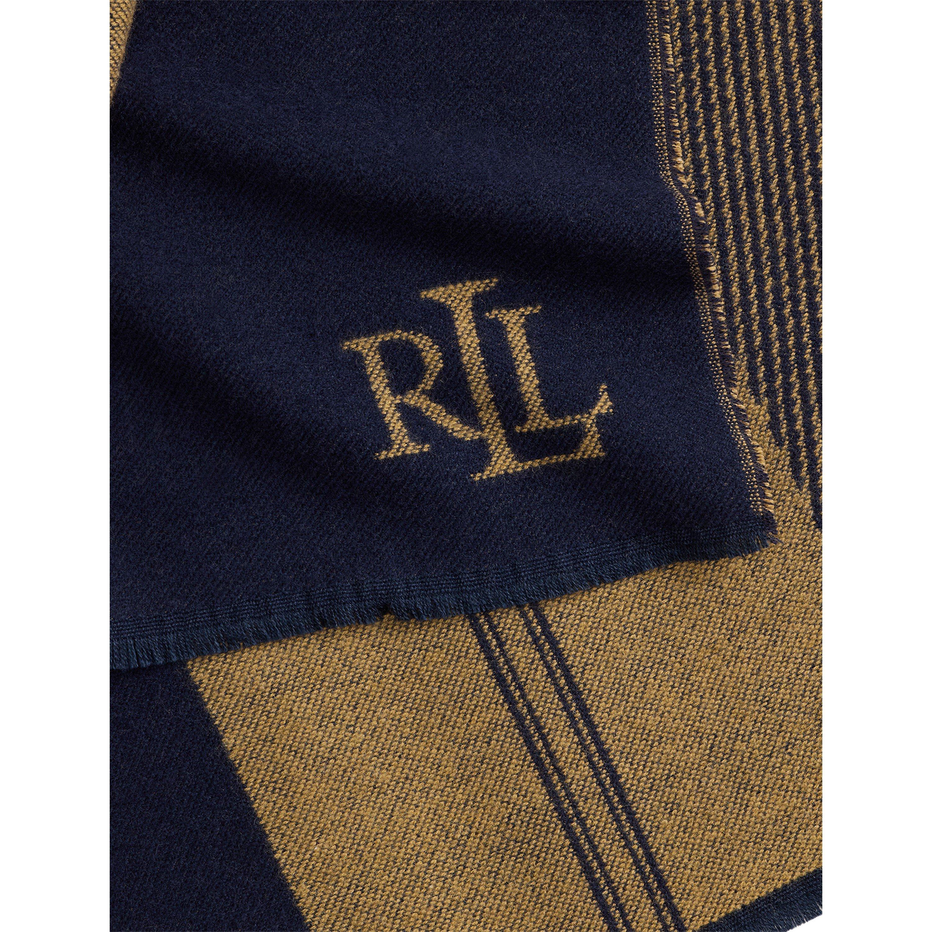 NAVY/CAMEL - Lauren by Ralph Lauren - Women's Jacquard Wrap Scarf - 3