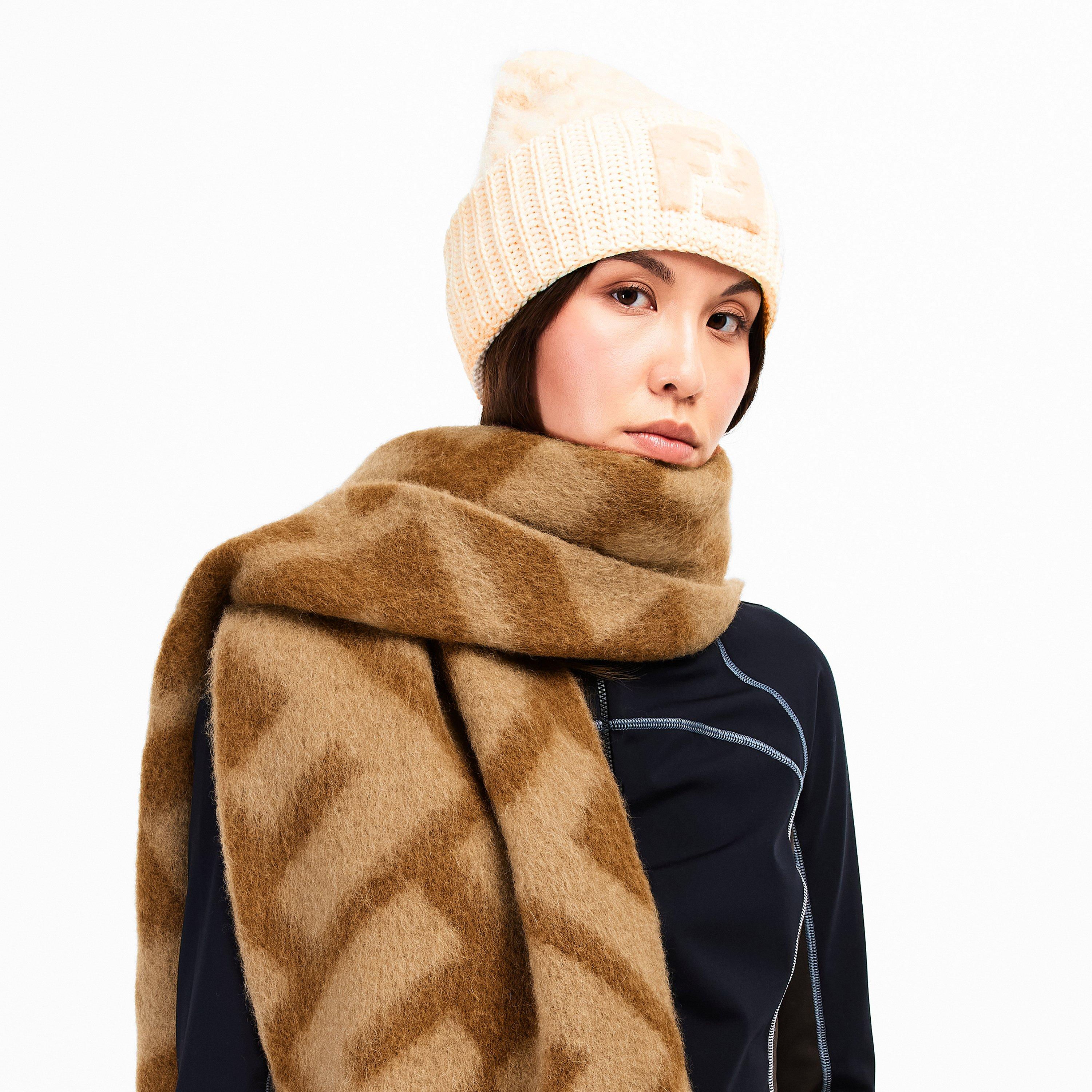 Camello/Brndy - Fendi - Women's Alpaca Midweight Scarf - 2