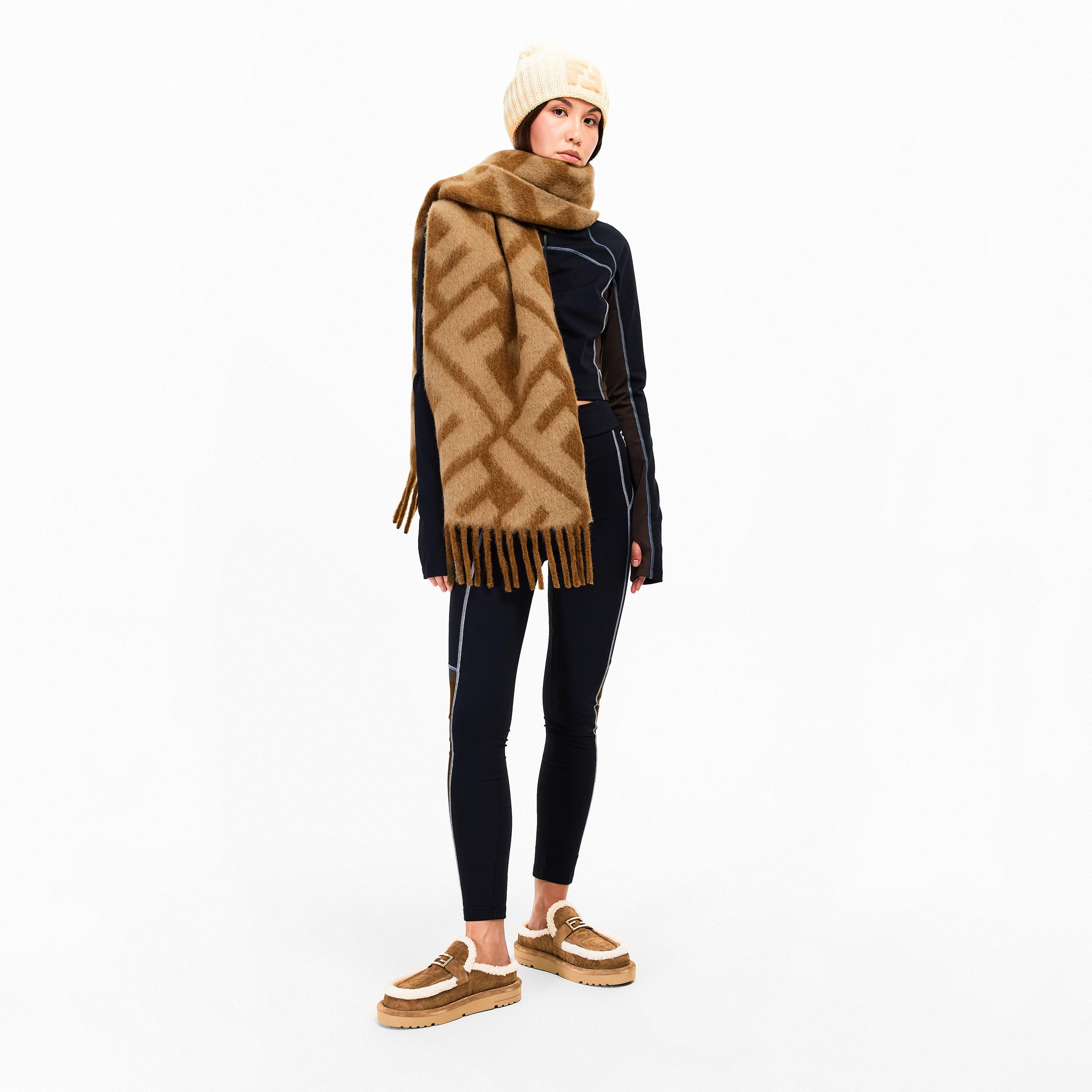 Camello/Brndy - Fendi - Women's Alpaca Midweight Scarf - 4