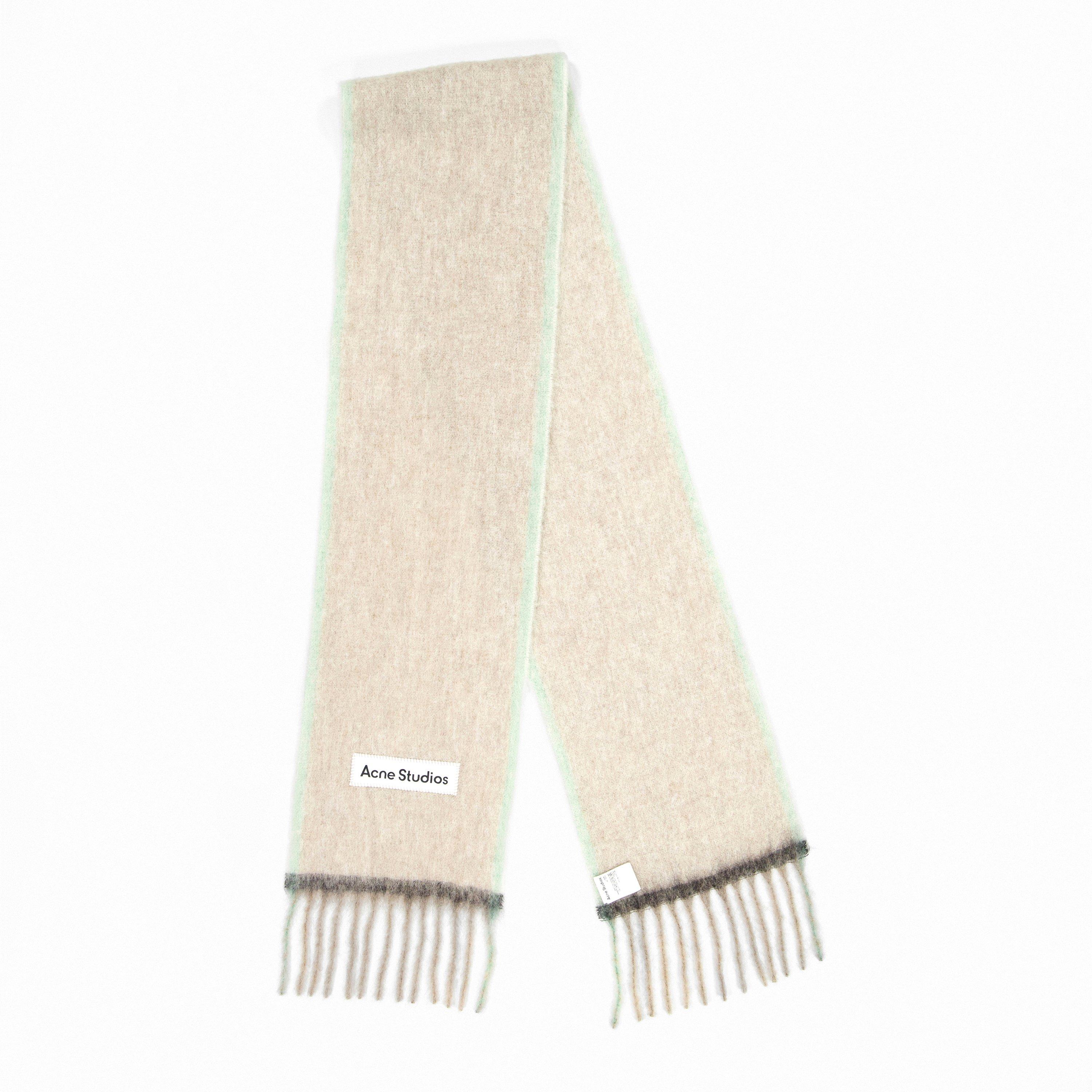 Acne Studios Logo Patch Knitted Scarf - Beige Grey