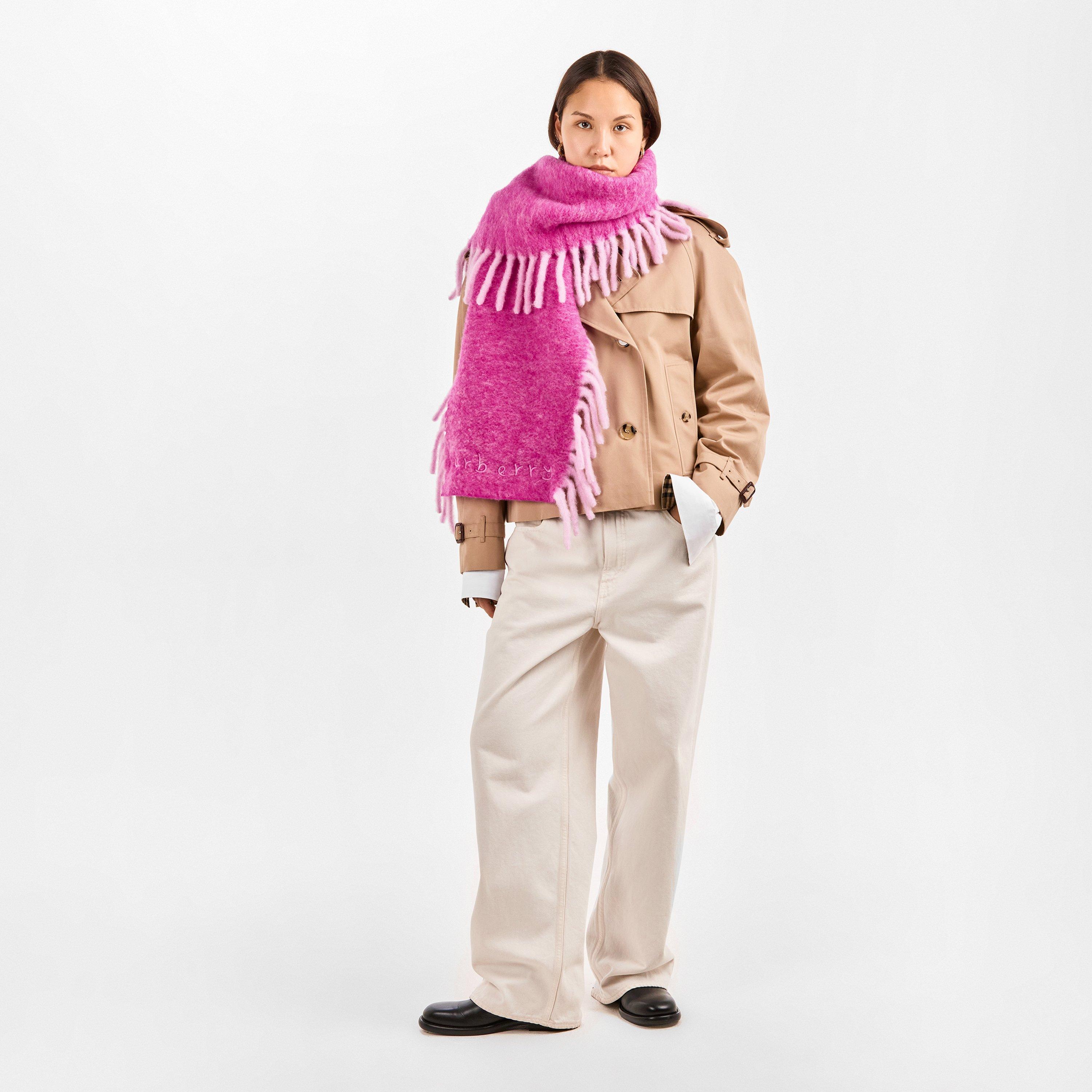 Bow Pink/Jam - Burberry - Women's Burb Alpaca Happy Midweight Scarf - 4