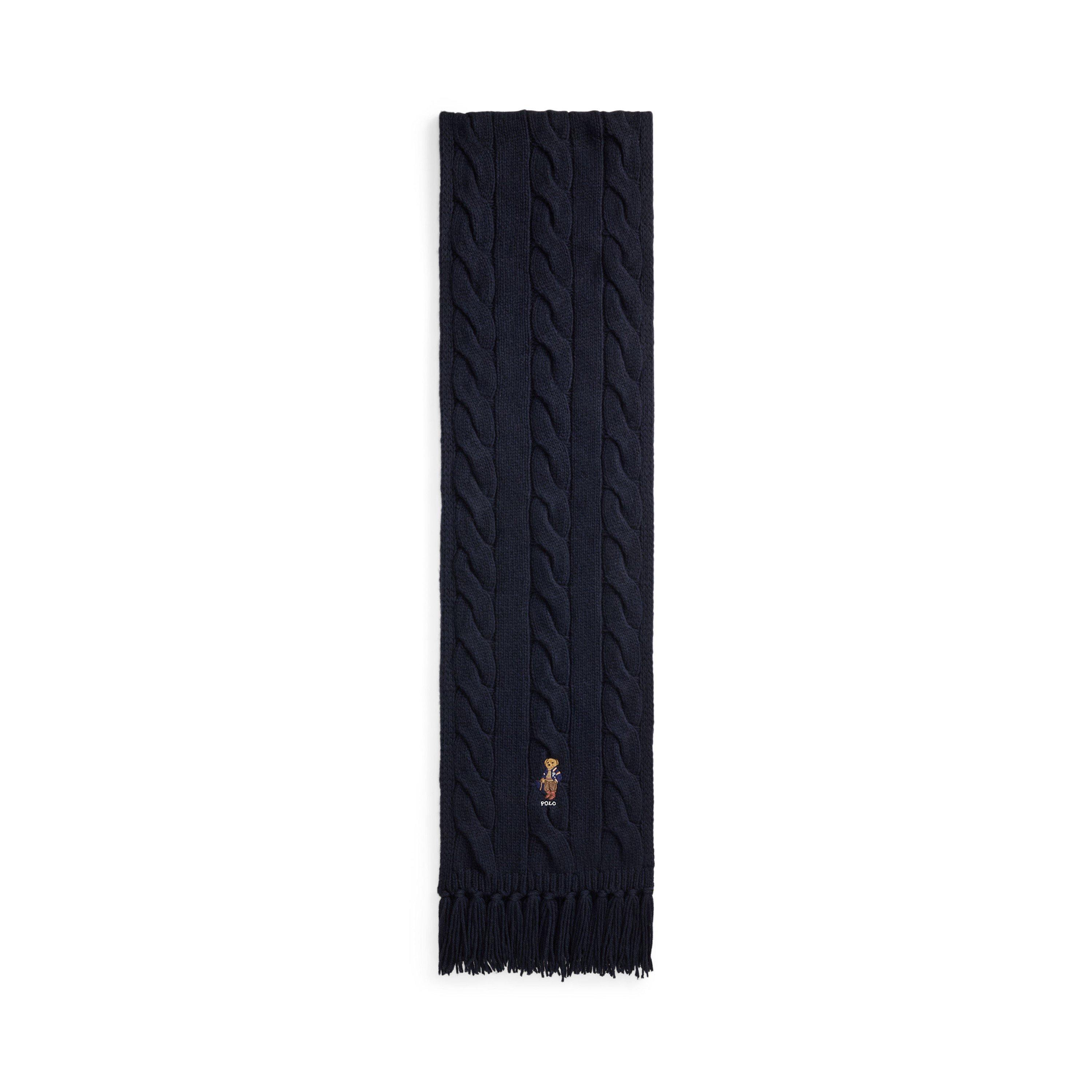 Navy - Polo Ralph Lauren - Women's Cable Bear Wool Scarf - 2
