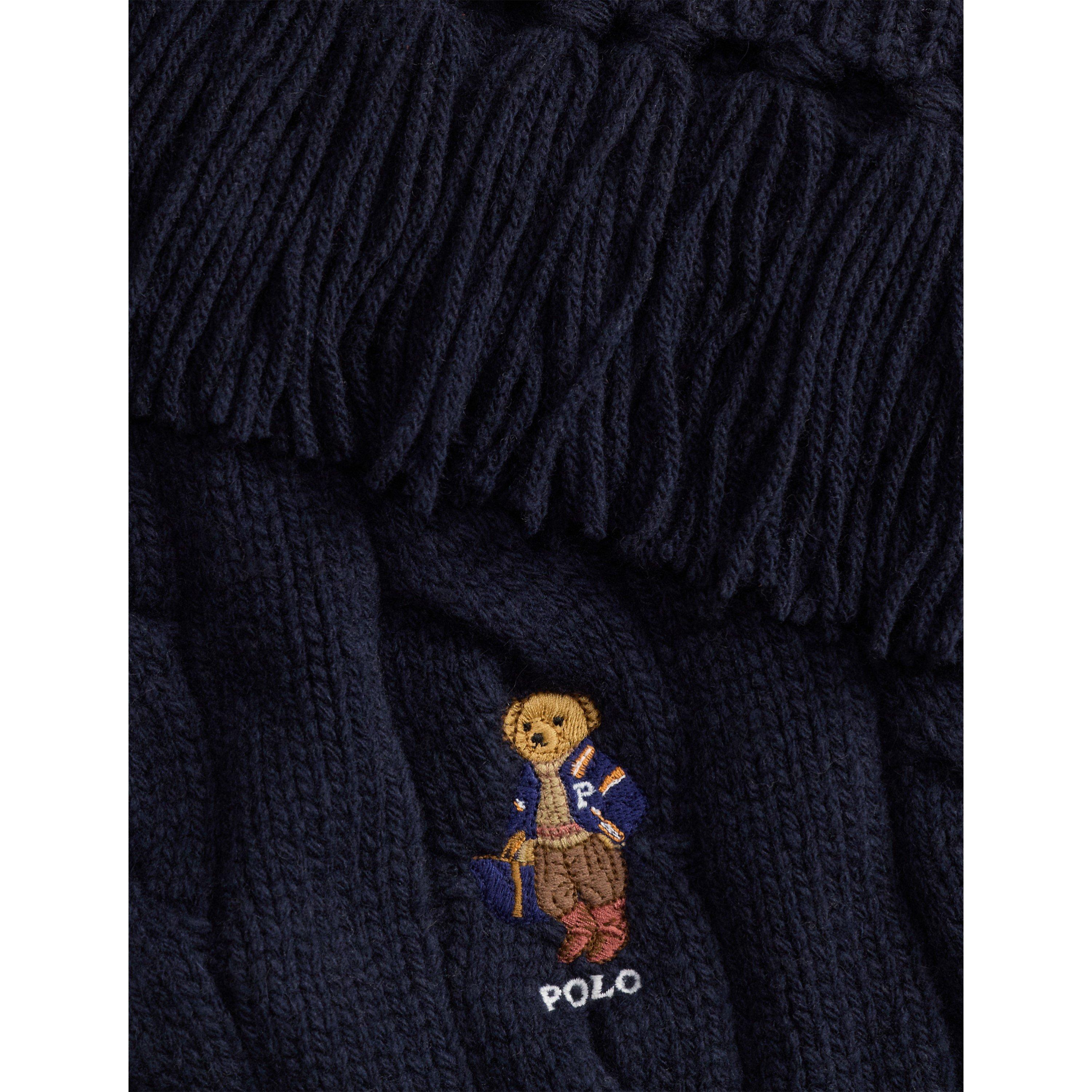 Navy - Polo Ralph Lauren - Women's Cable Bear Wool Scarf - 3