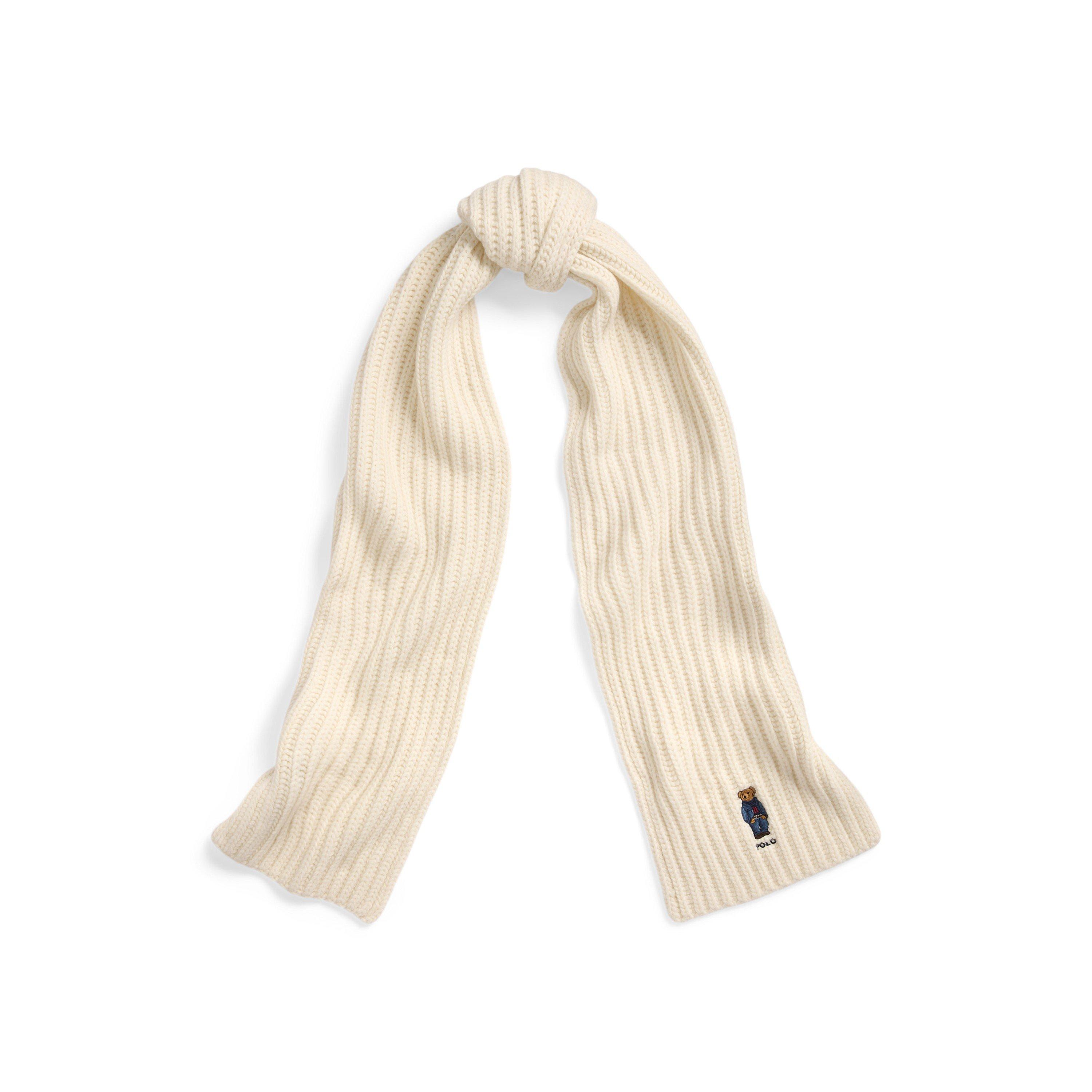 CREAM - Polo Ralph Lauren - Women's Polo Bear Wool Embroidered Midweight Scarf - 1