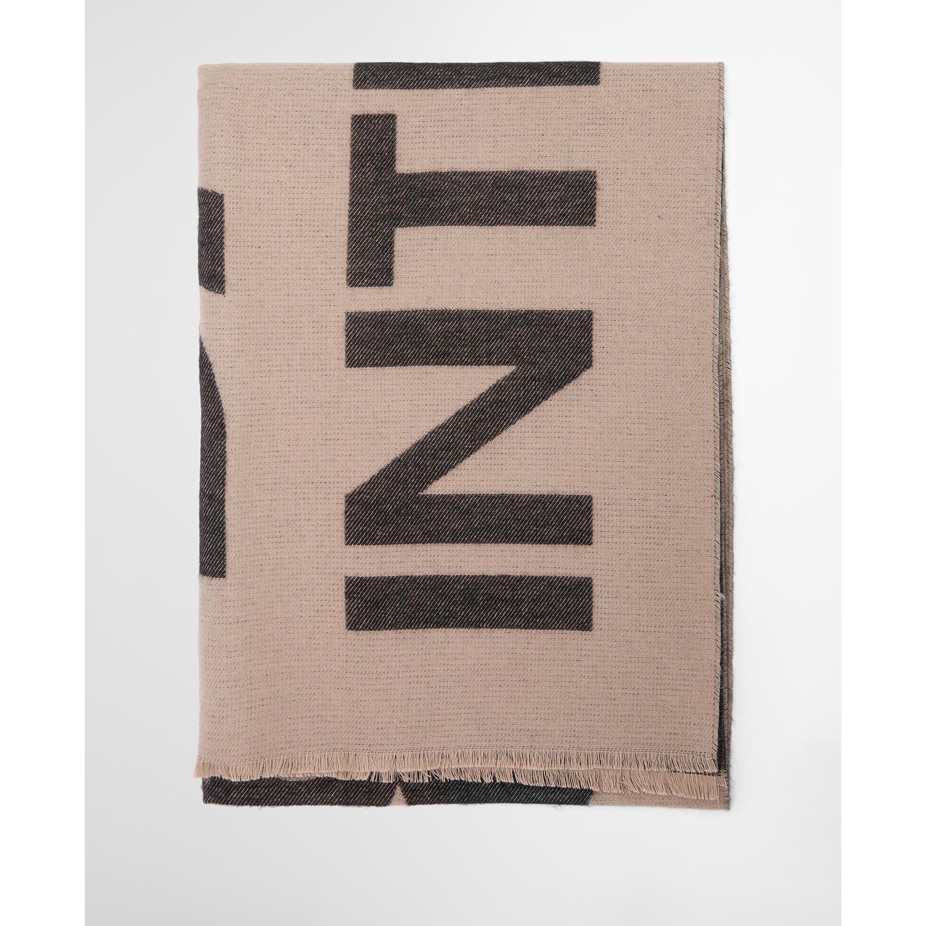 Oat / Black - Barbour International - Milla Logo Wrap Scarf - 6