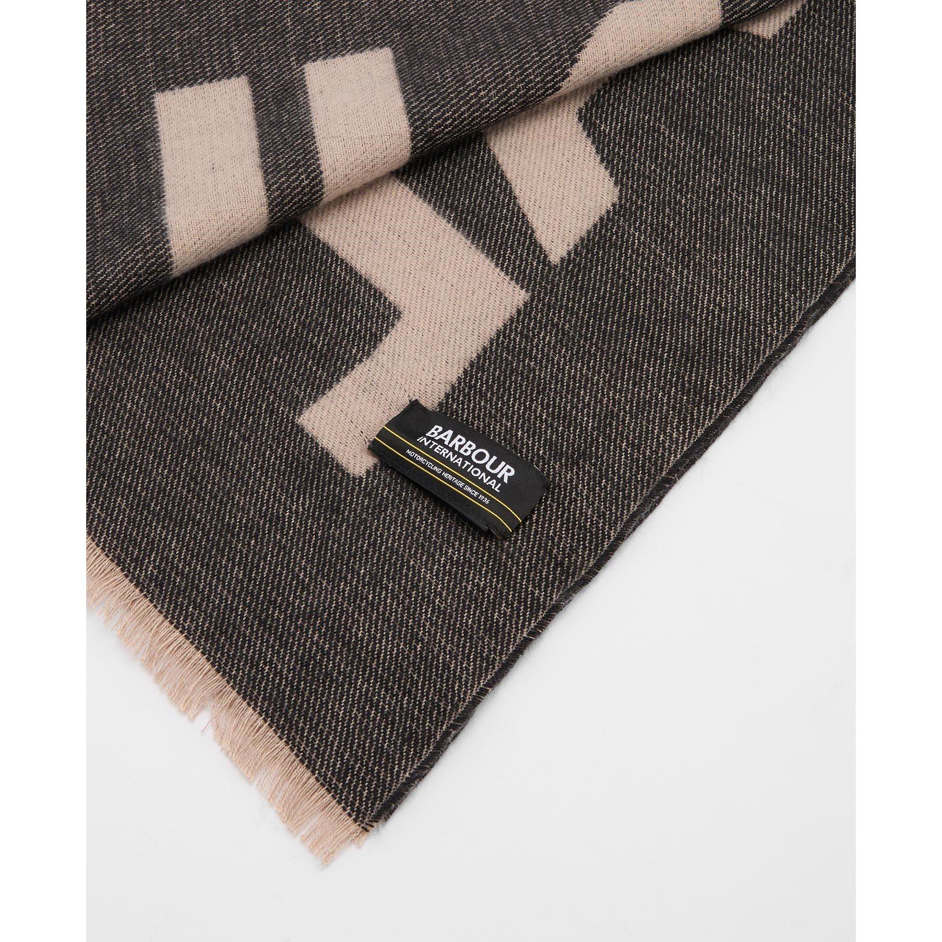 Oat / Black - Barbour International - Milla Logo Wrap Scarf - 3