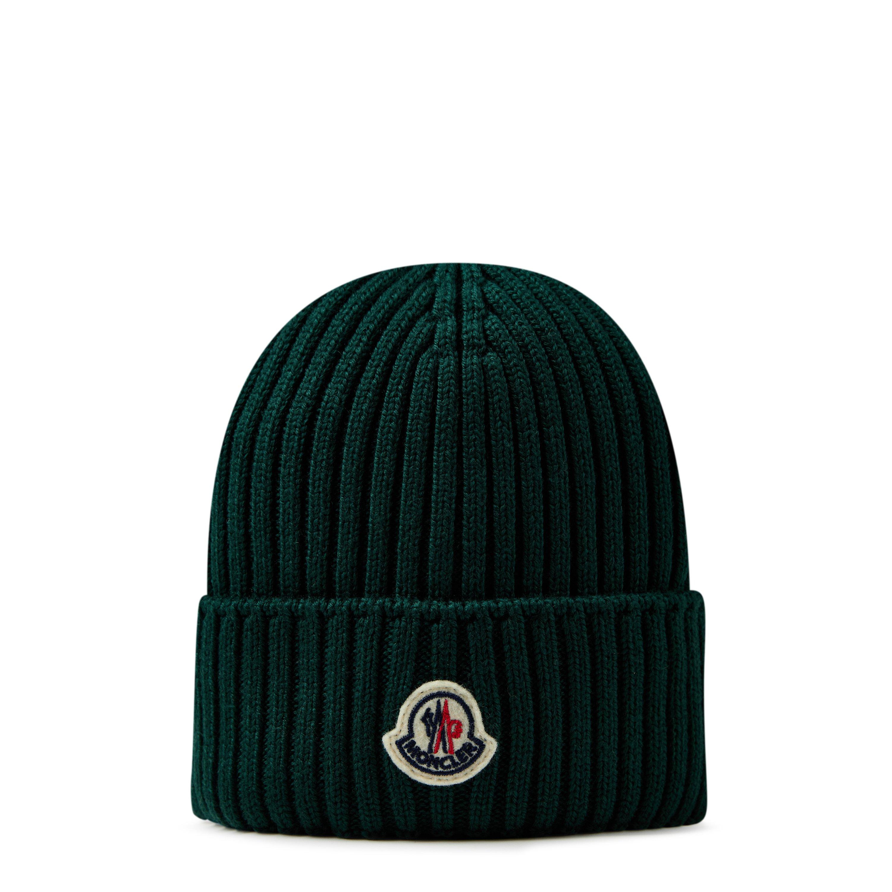 MONCLER ニット帽 beanie Moncler logo-patch Knitted Beanie | Black | FARFETCH