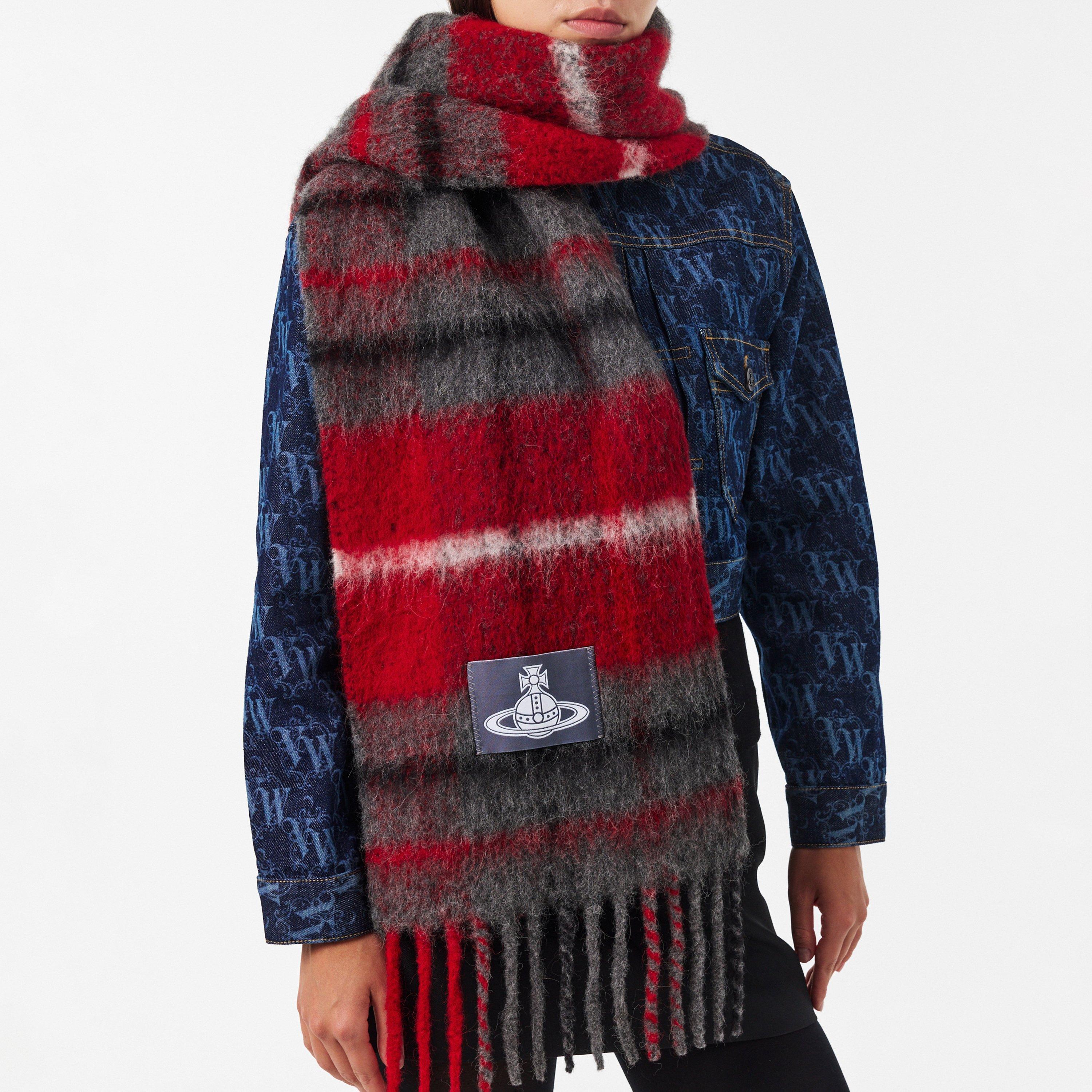 Red - Vivienne Westwood - Chunky Check Print Scarf - 3