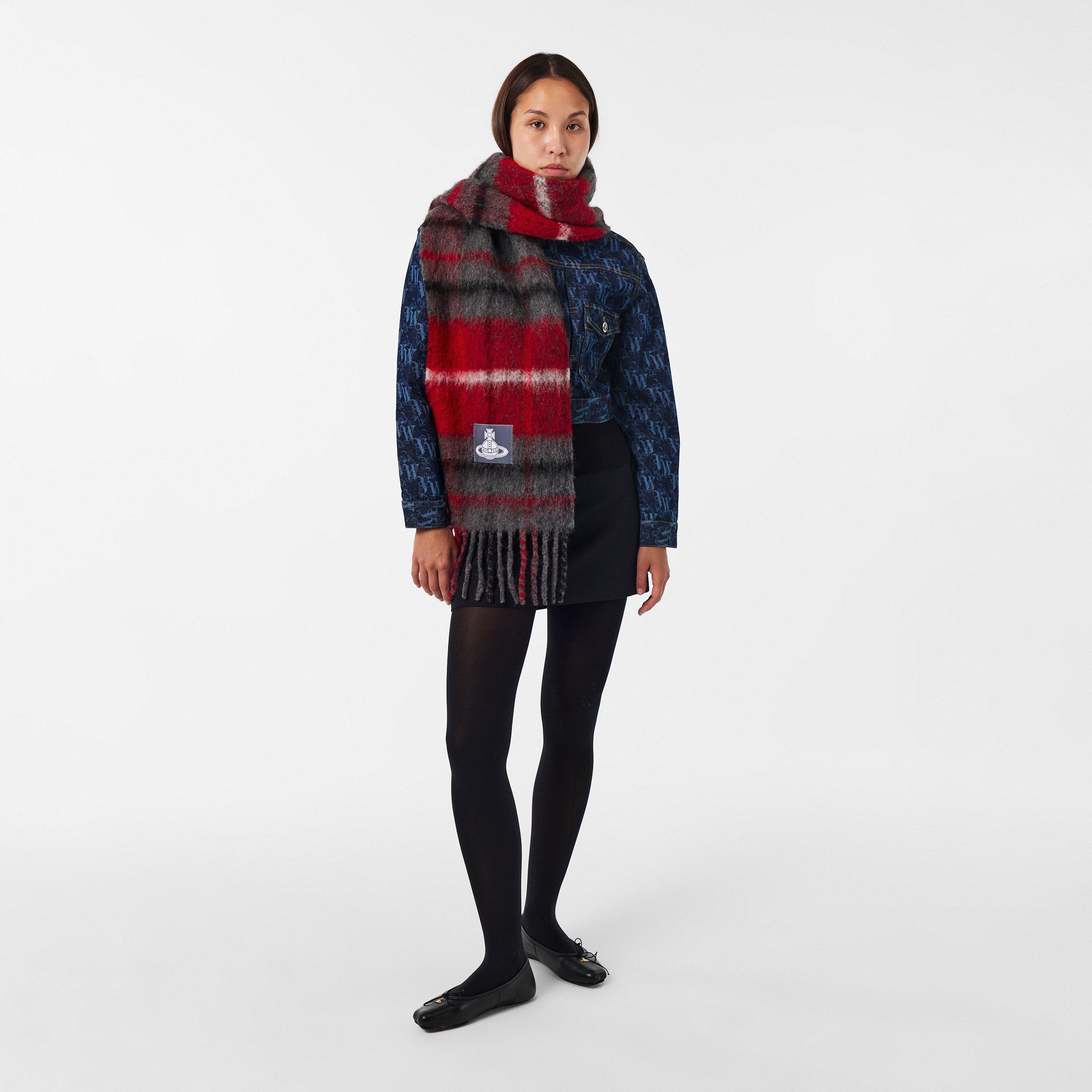 Red - Vivienne Westwood - Chunky Check Print Scarf - 4