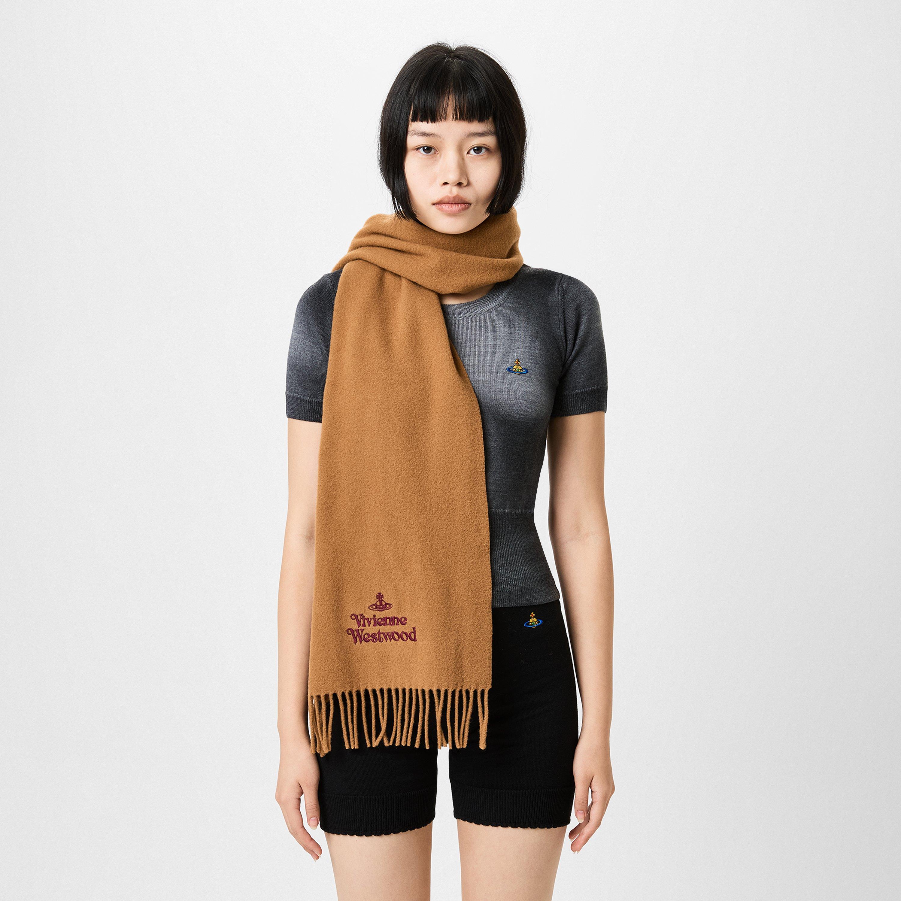 Vivienne Westwood Accessories Logo Embroidered Wool Scarf Scarves Cruise Fashion