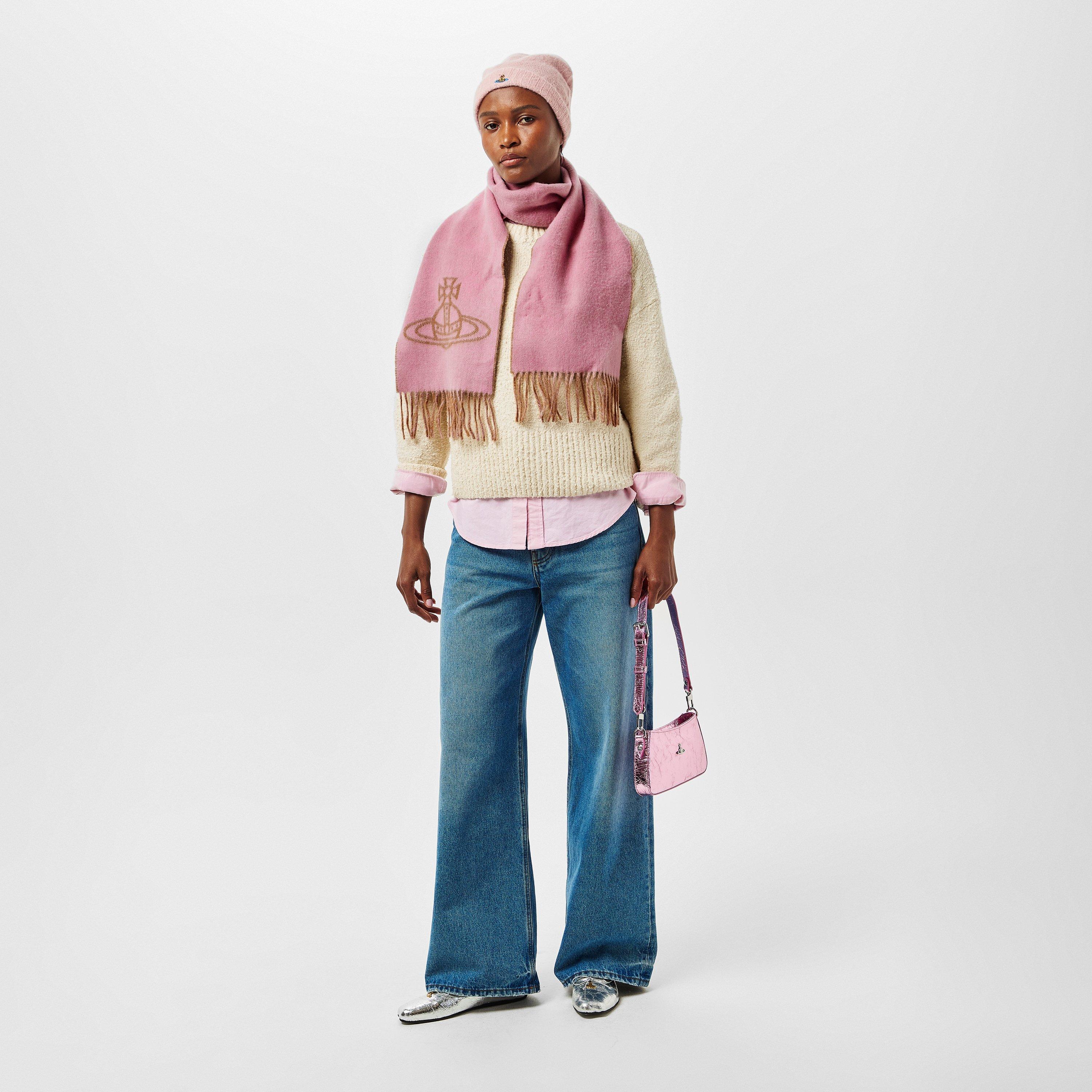 Pink - Vivienne Westwood - Logo-Embroidered Wool Scarf - 4