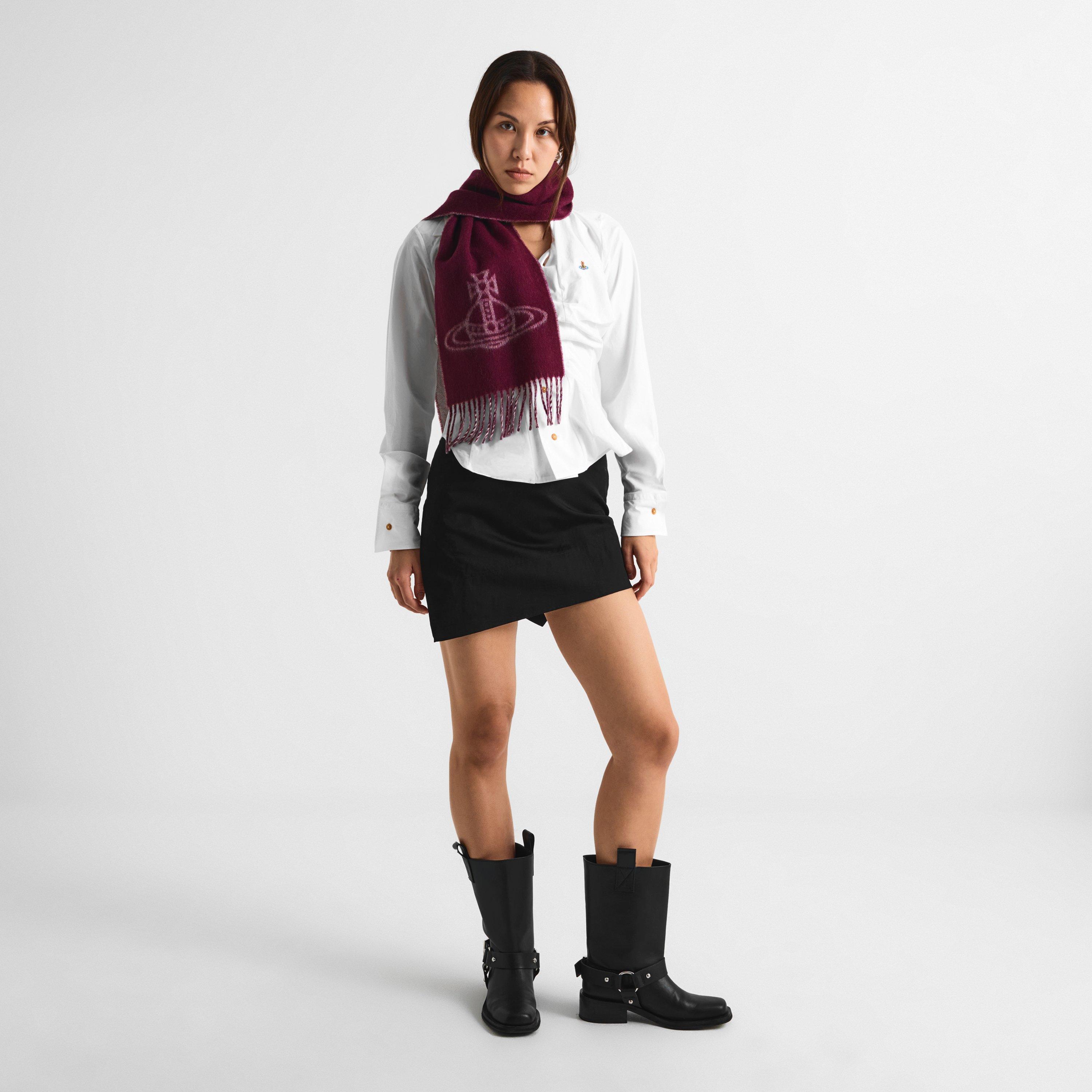 BORDEAUX - Vivienne Westwood - Logo-Embroidered Wool Scarf - 4