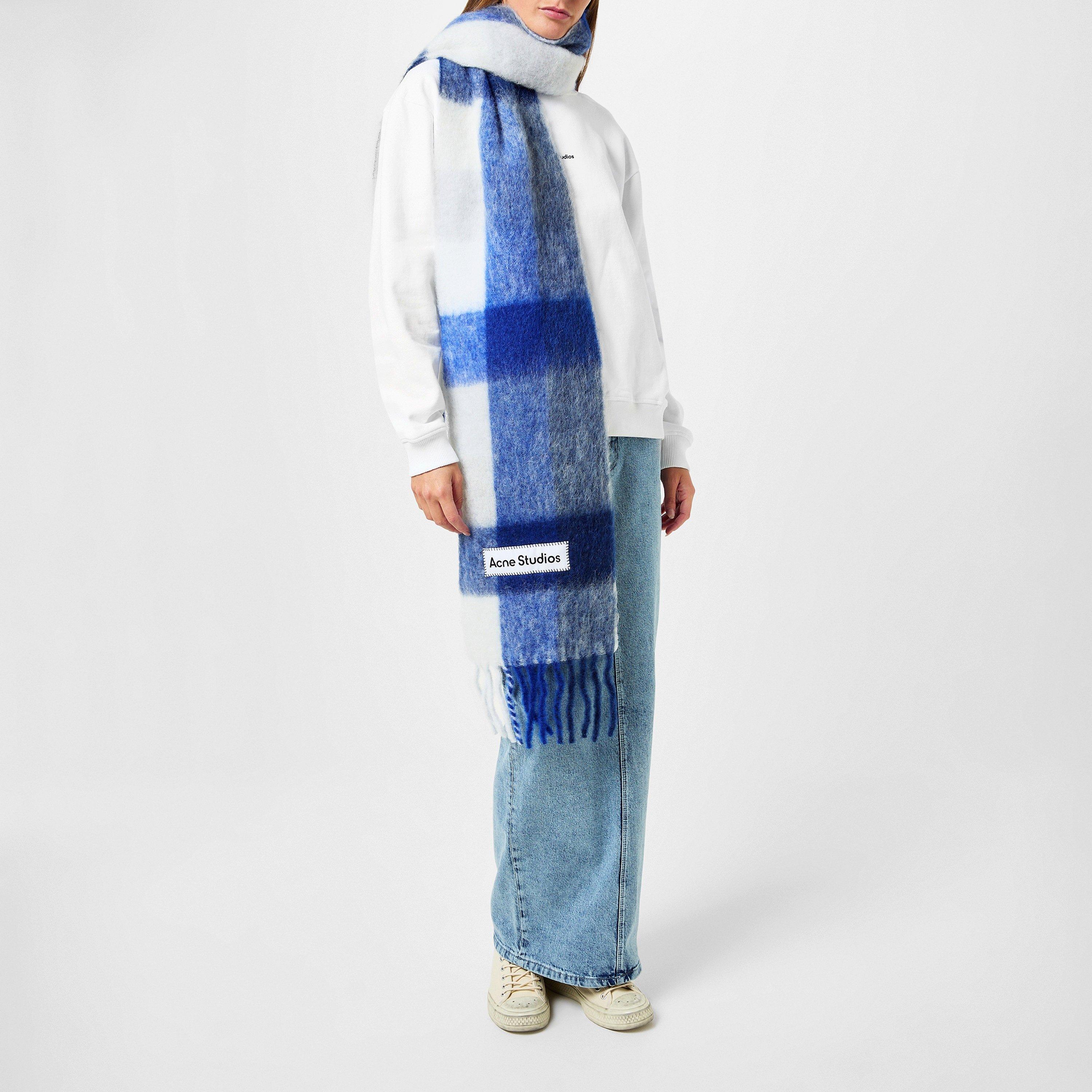 Acne Studios Checked Scarf - White/Blue