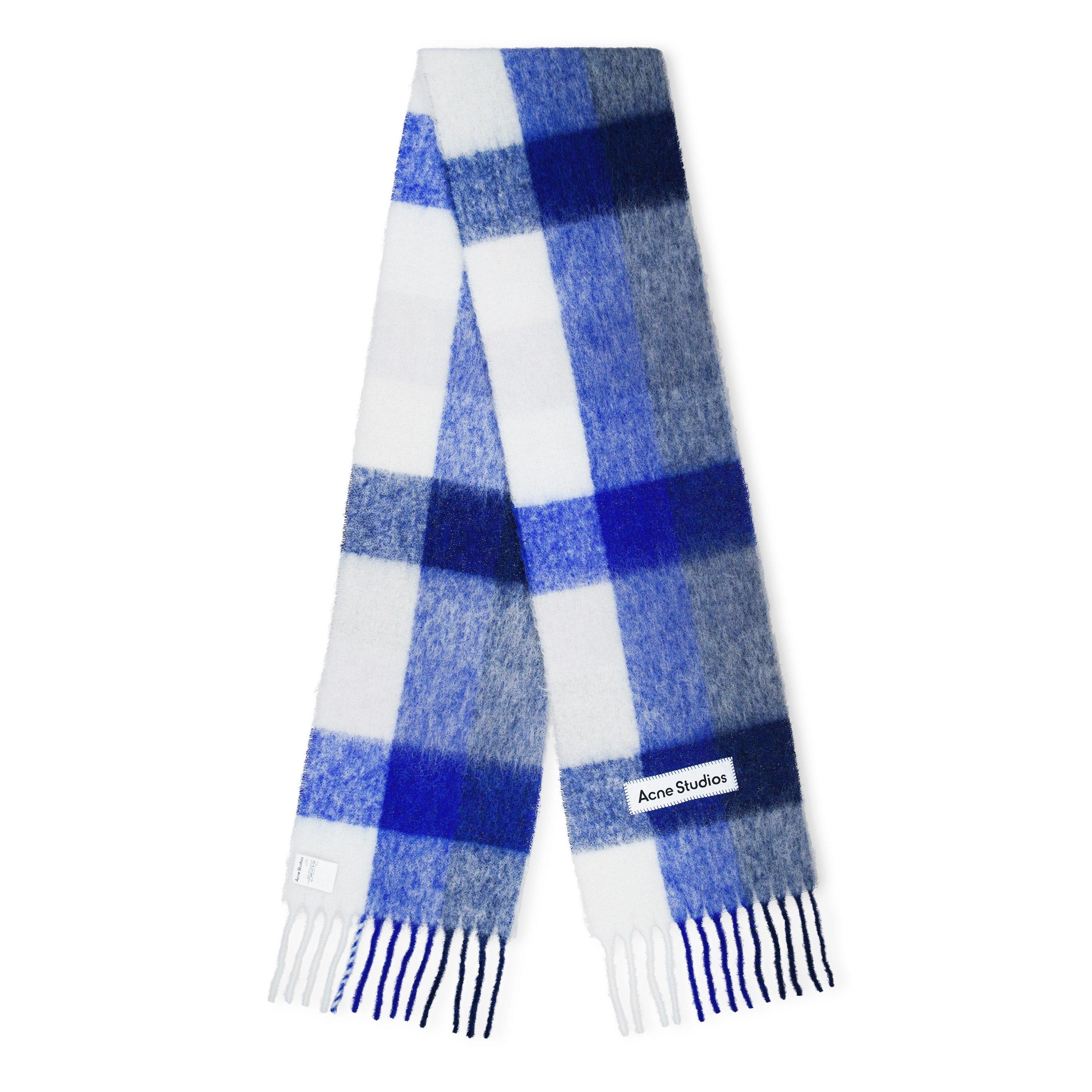 White/Blue - Acne Studios - Checked Scarf - 3