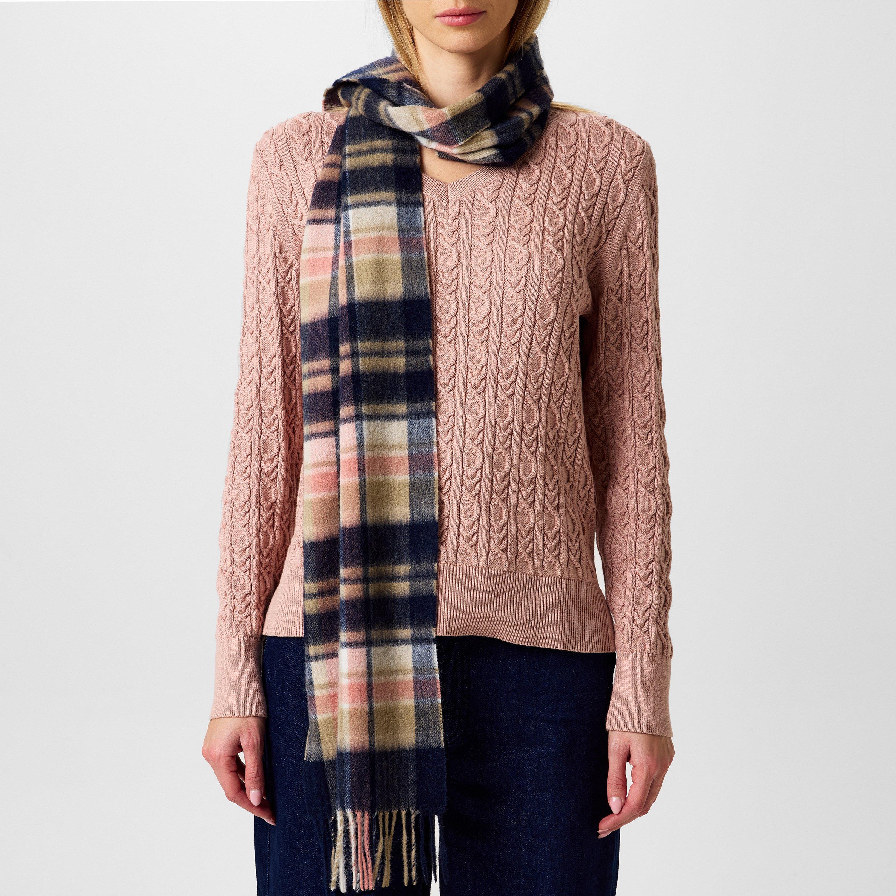 Navy/Pink Rust - Barbour - Vintage Plaid Scarf - 2