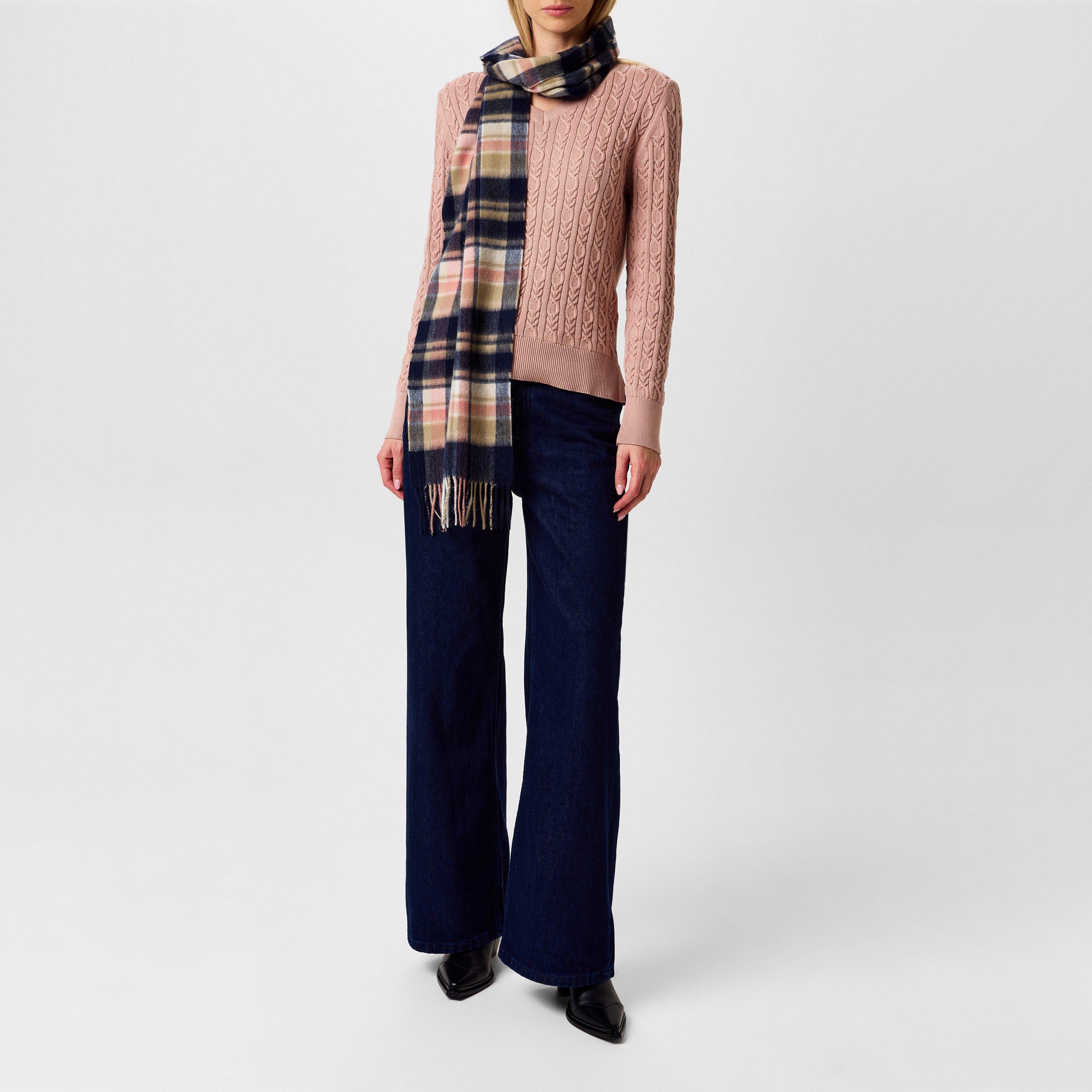Navy/Pink Rust - Barbour - Vintage Plaid Scarf - 3