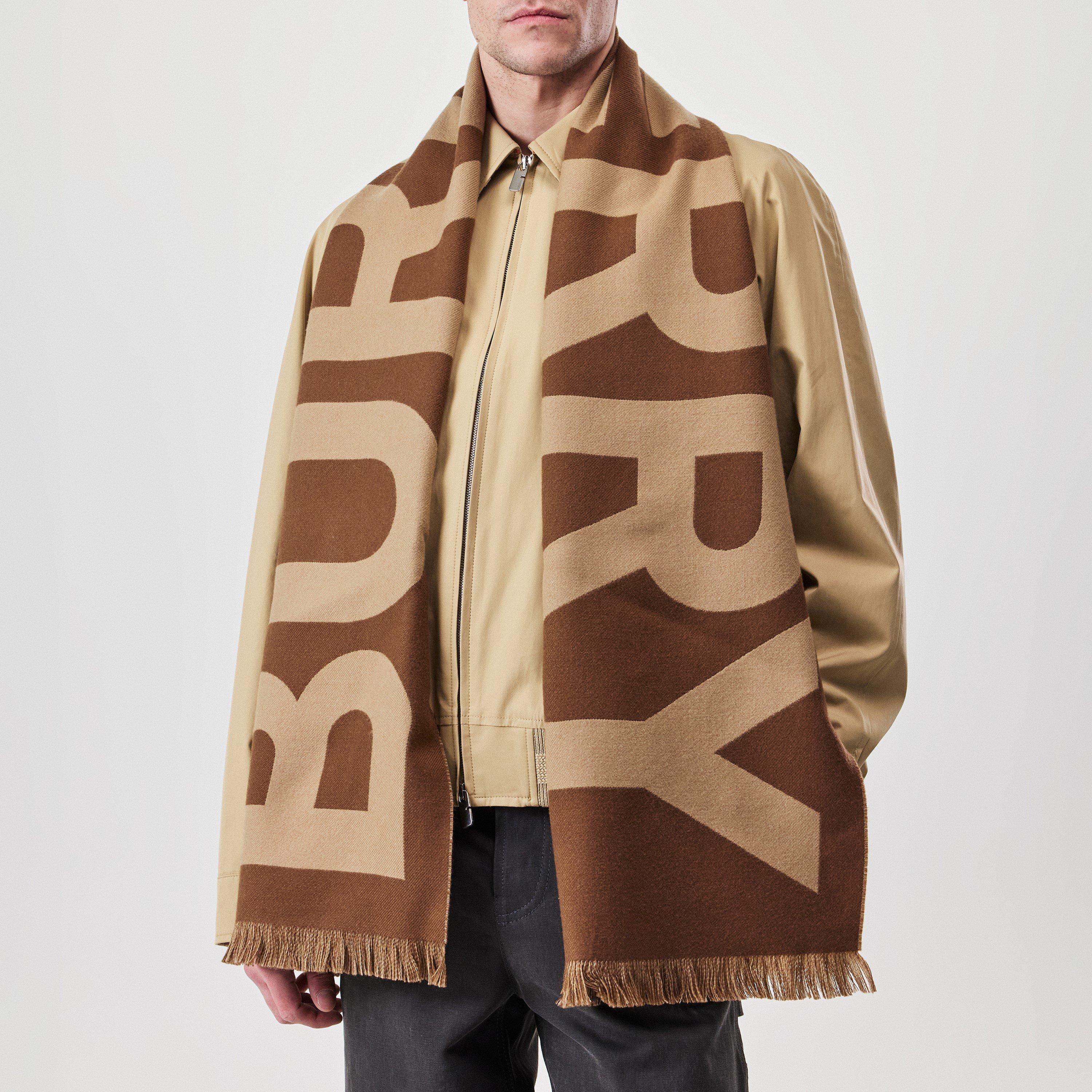 Beige - Burberry - Logo Wool Scarf - 2