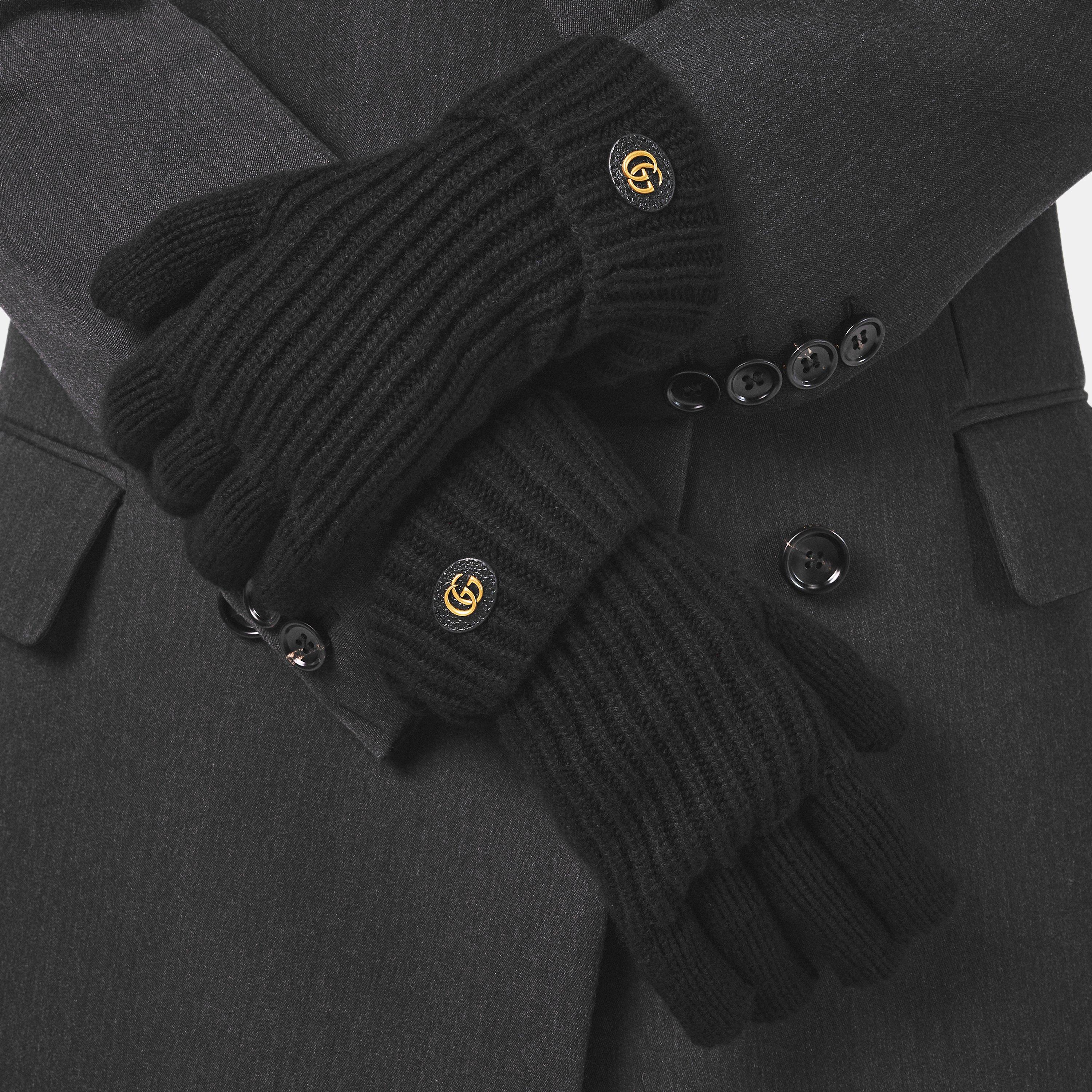 Black - Gucci - Double G Wool Cashmere Gloves - 3