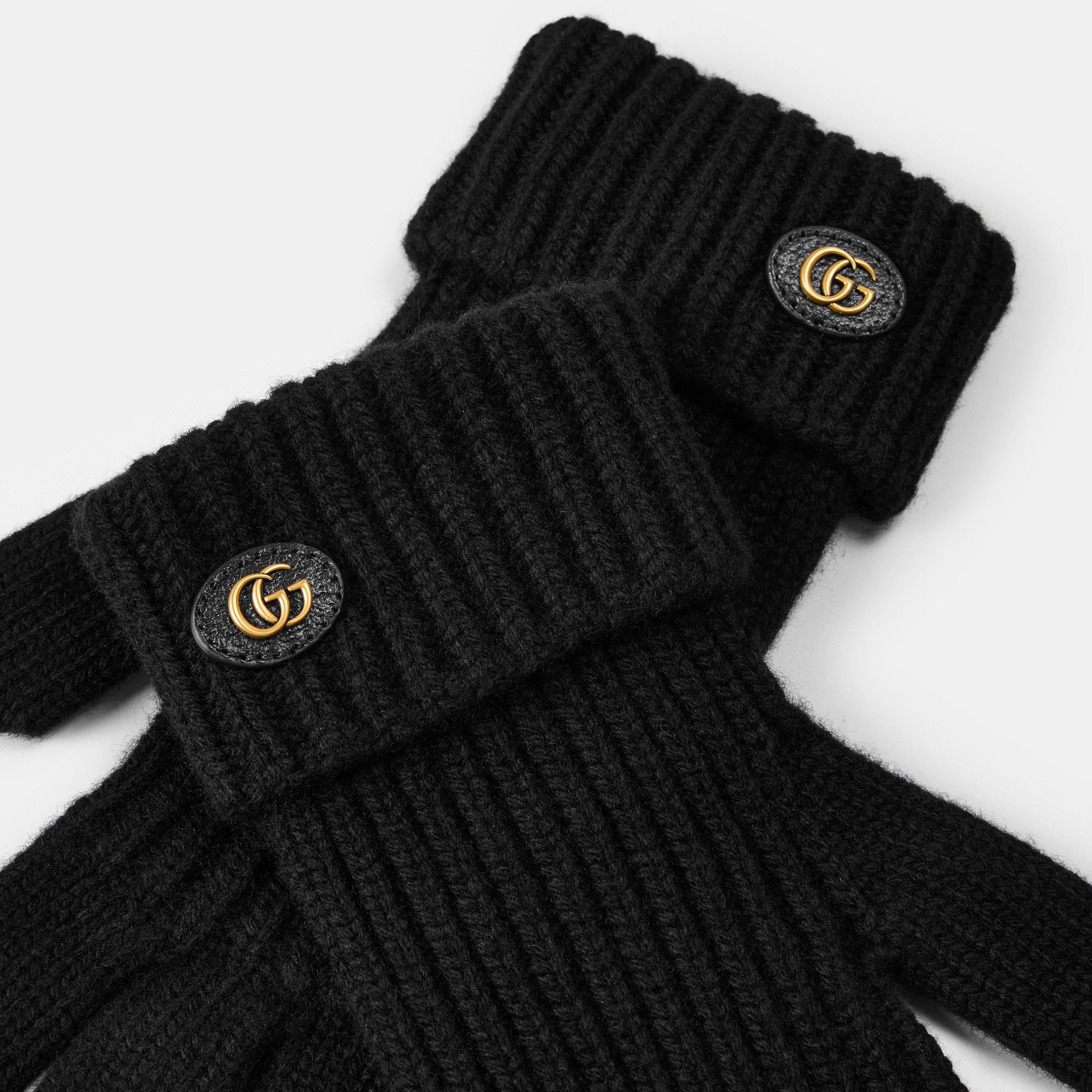 Black - Gucci - Double G Wool Cashmere Gloves - 4