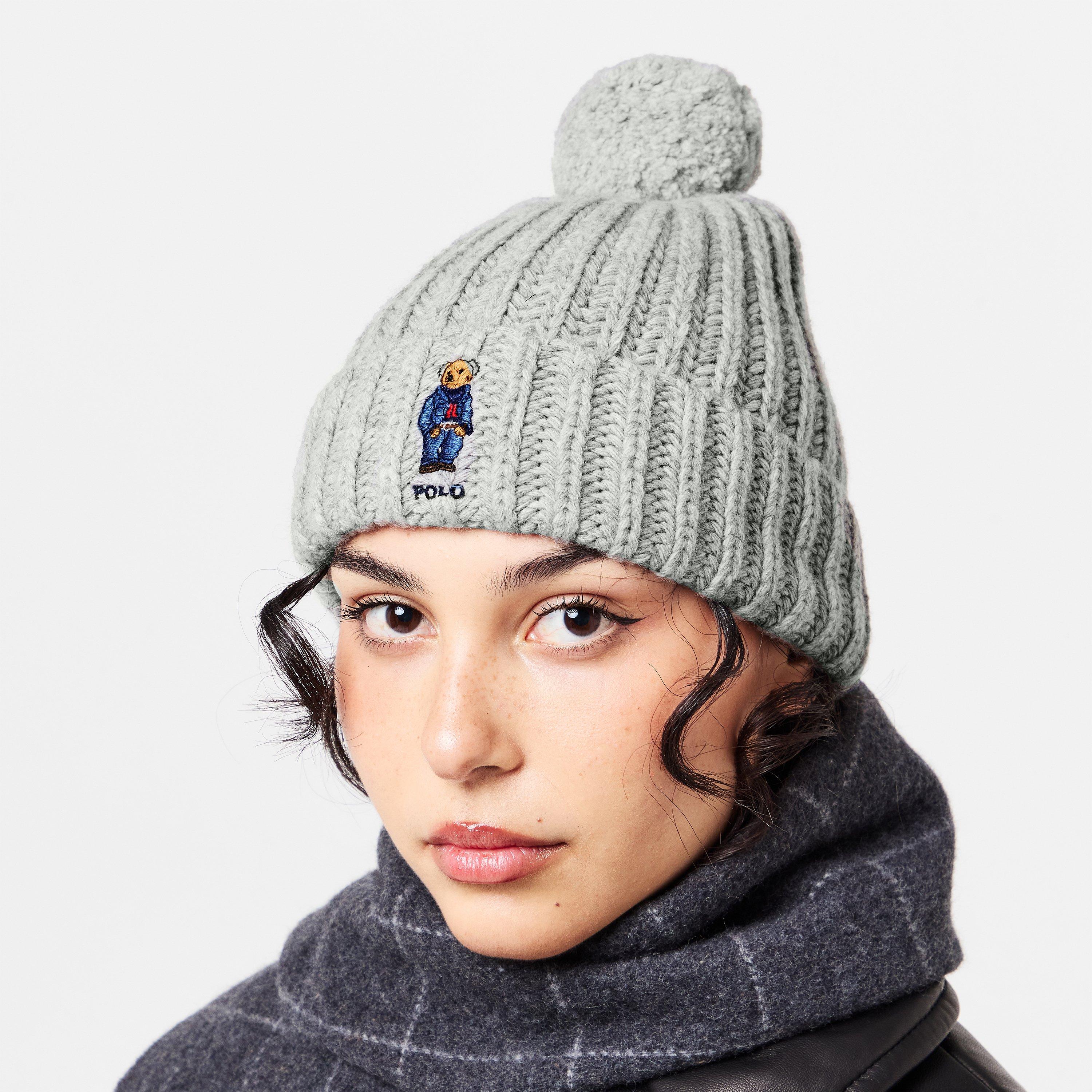 Grey - Polo Ralph Lauren - Bear Rib Pom Pom Beanie - 3