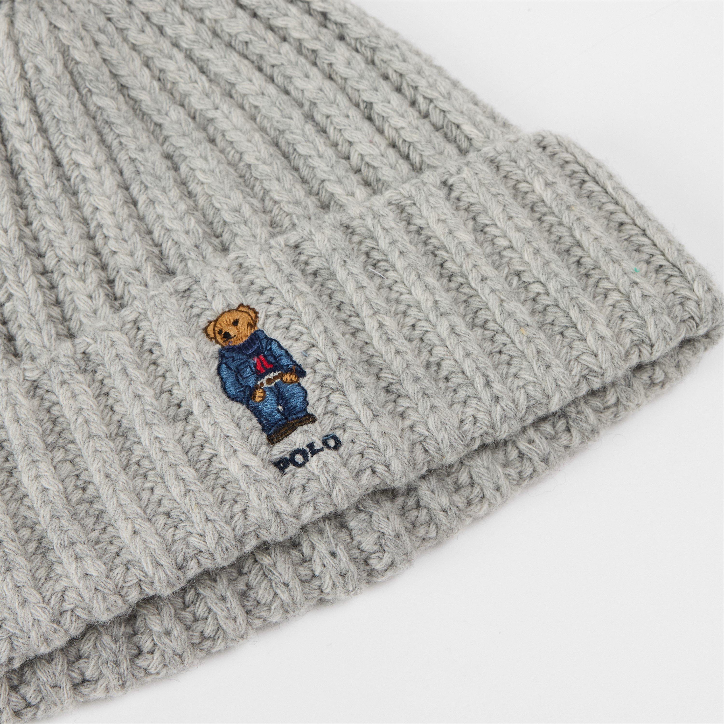 Grey - Polo Ralph Lauren - Bear Rib Pom Pom Beanie - 4