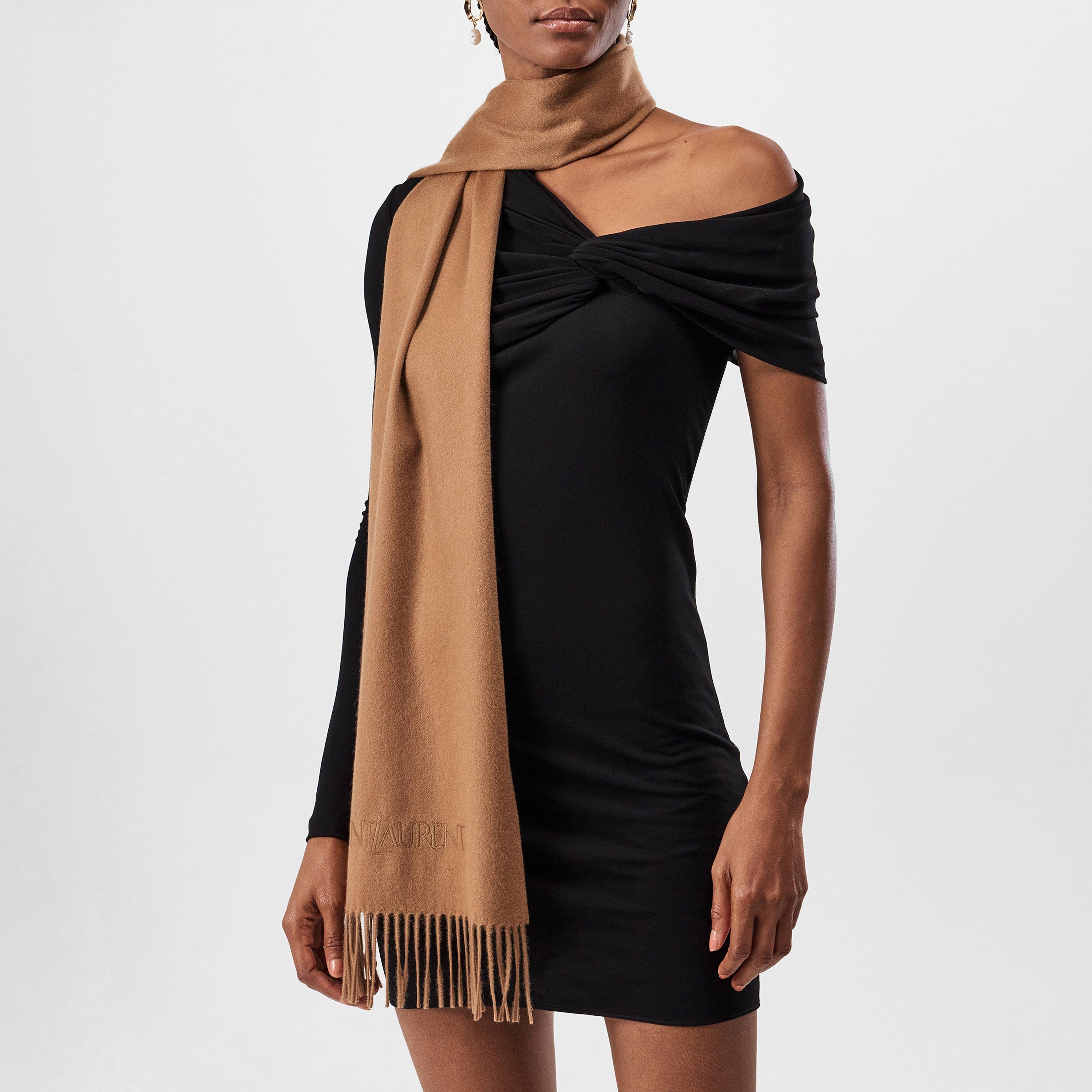 Beige - Saint Laurent - Embroidered Scarf - 2