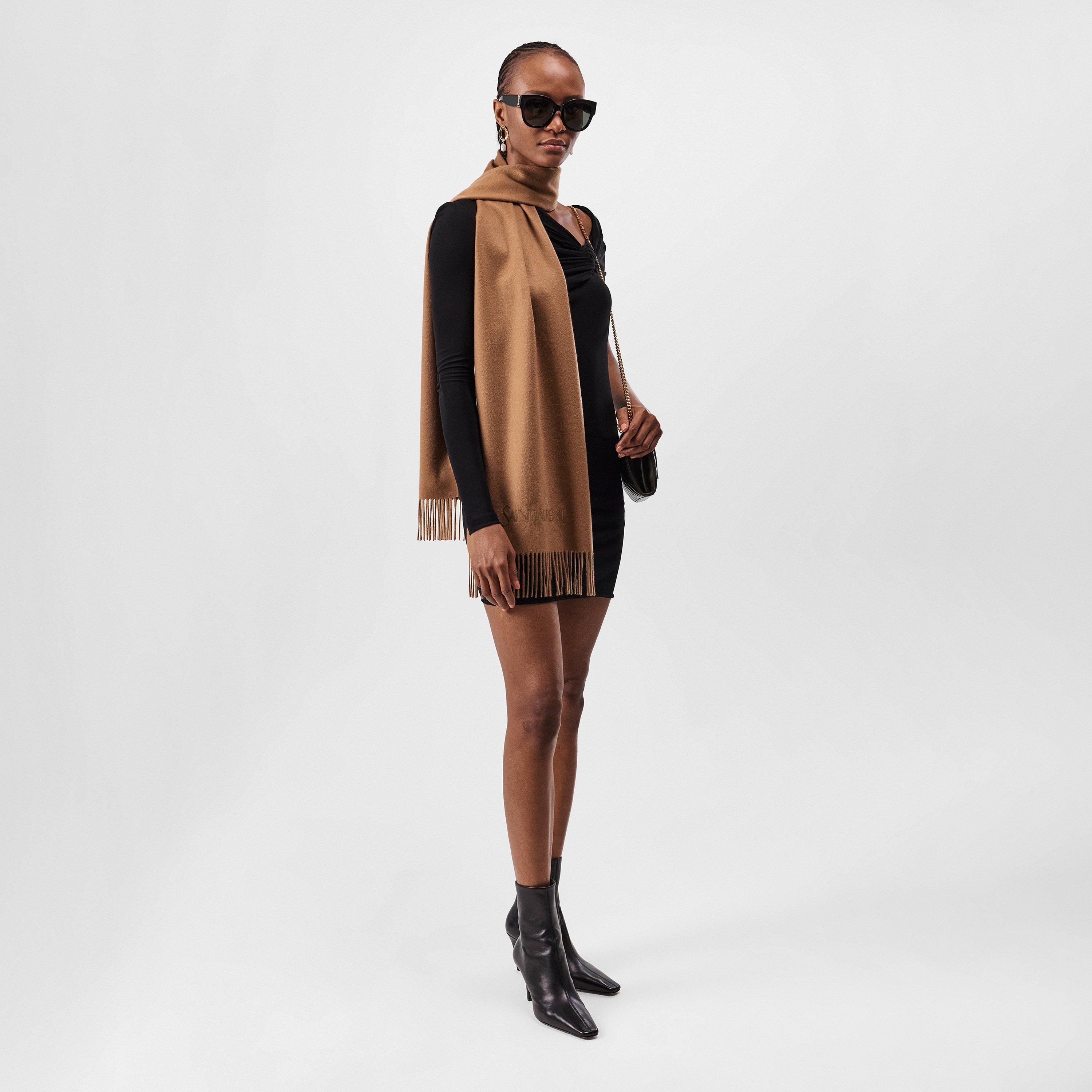 Beige - Saint Laurent - Embroidered Scarf - 5