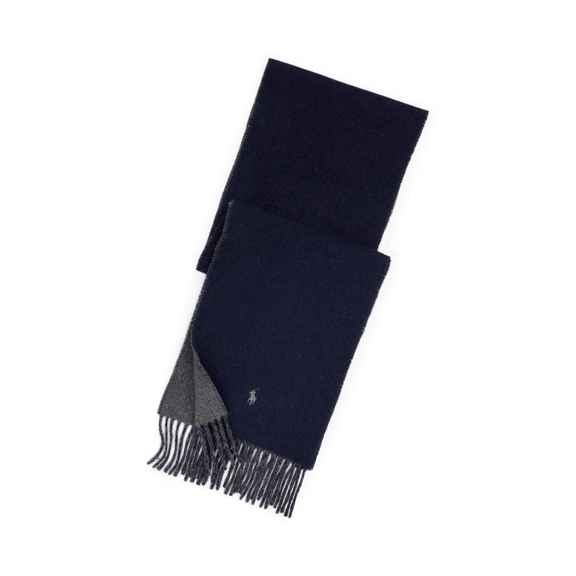 Polo Ralph Lauren Reversible Wool Blend Scarf - Navy / Charcoal