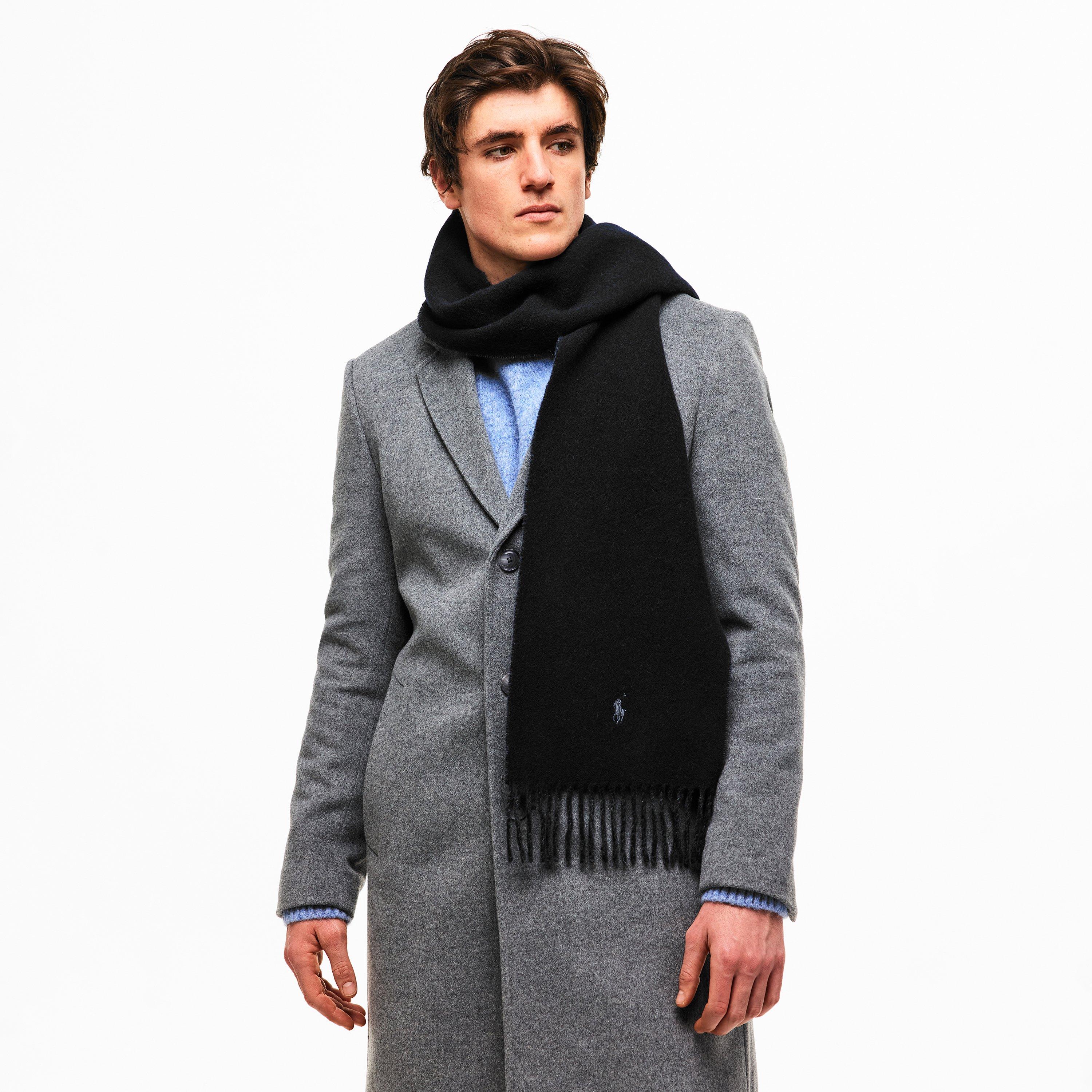 Navy / Charcoal - Polo Ralph Lauren - Reversible Wool Blend Scarf - 3