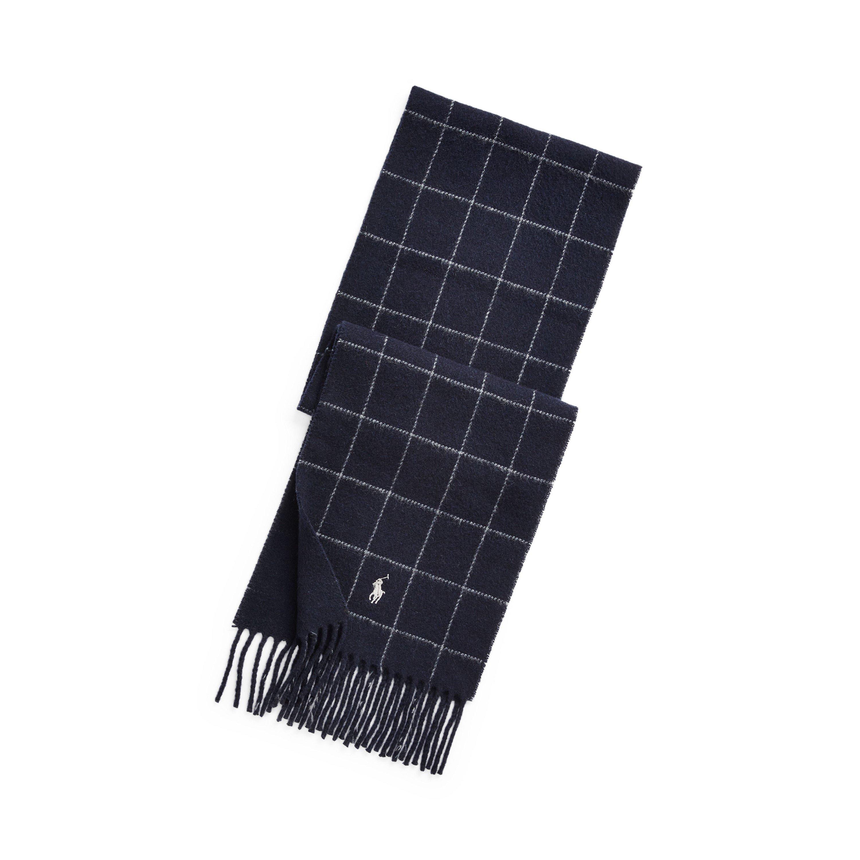 Polo Ralph Lauren Windowpane Plaid Wool Blend Scarf - Hunter Navy