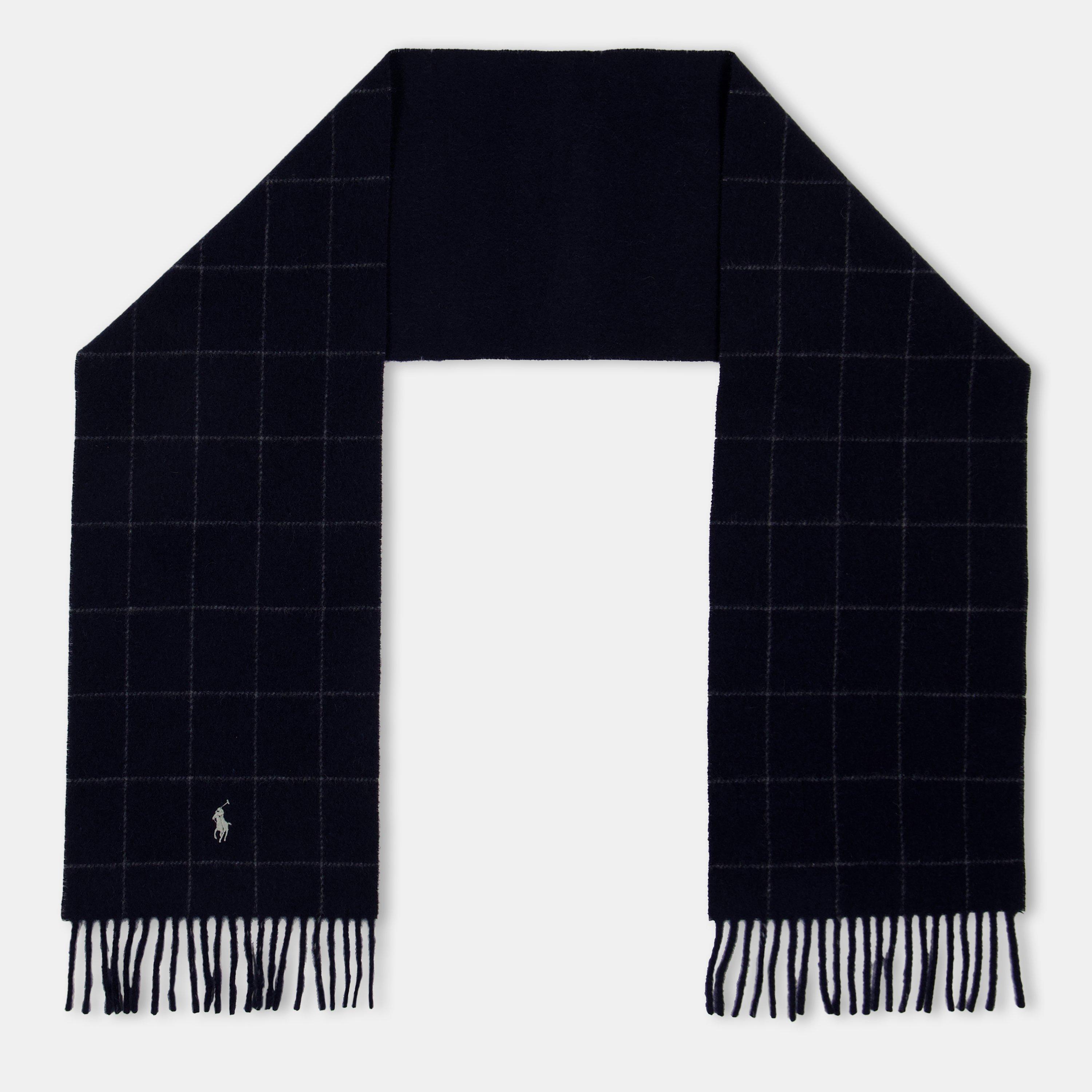 Hunter Navy - Polo Ralph Lauren - Windowpane Plaid Wool Blend Scarf - 2