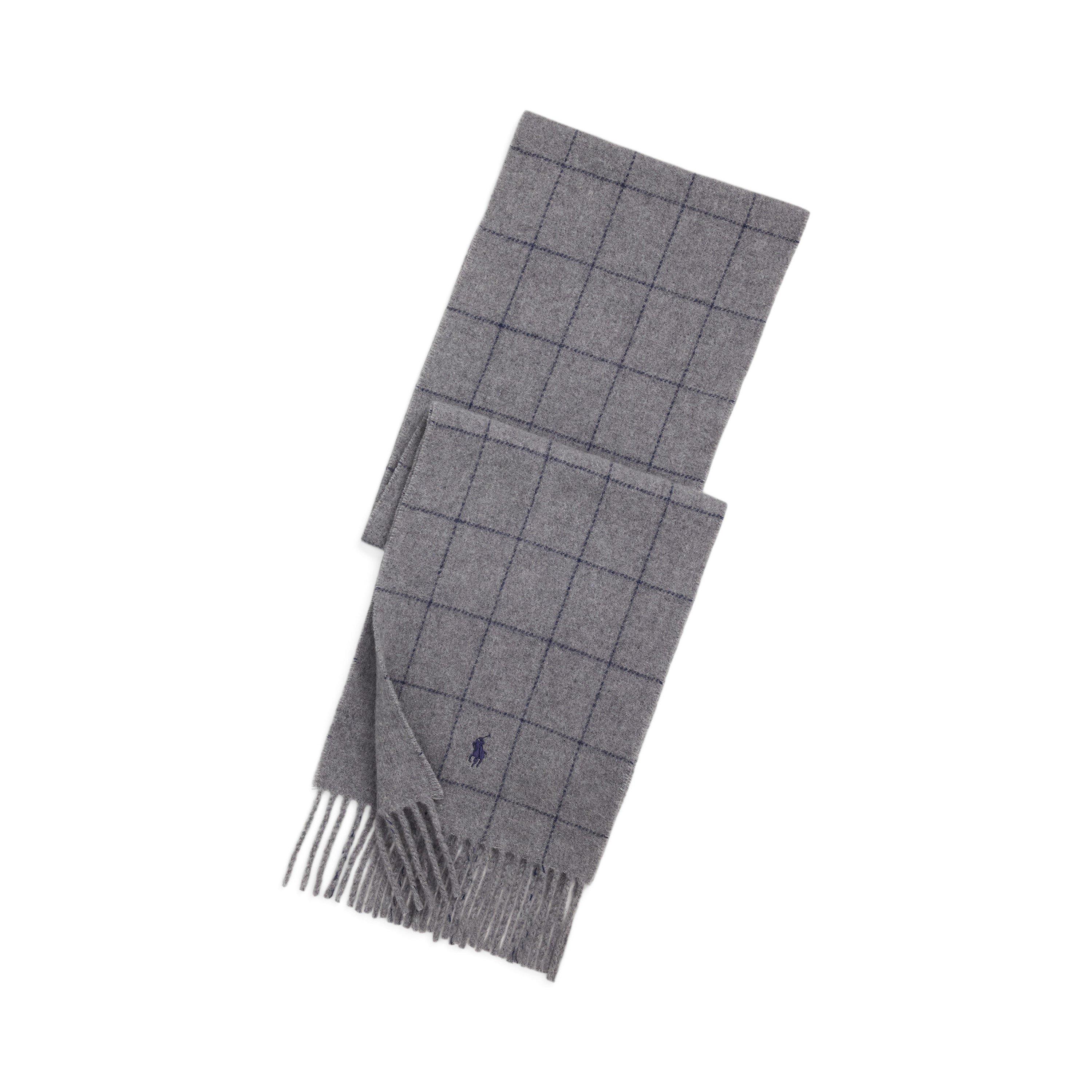Windowpane Plaid Wool Blend Scarf