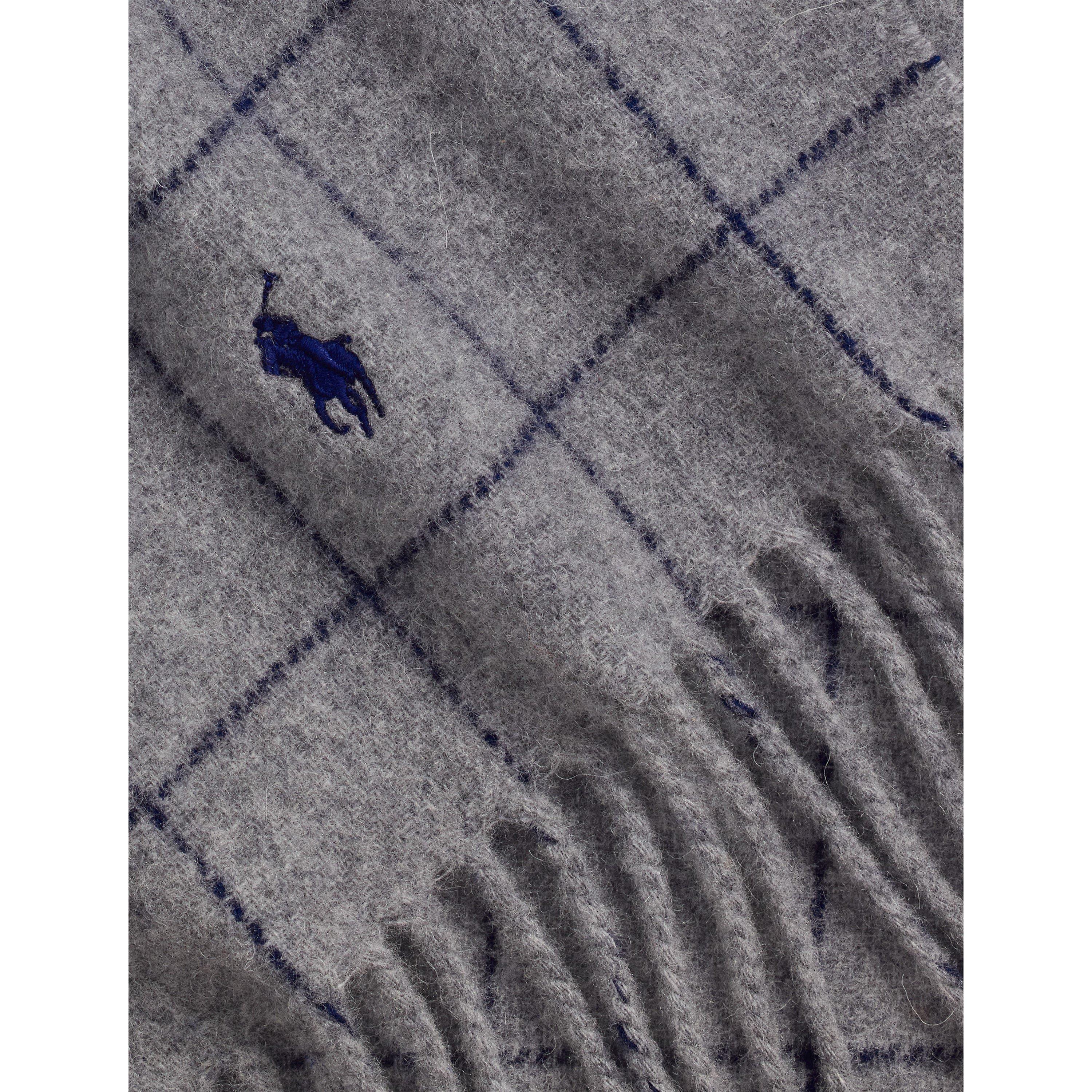 Clssc Grey Hthr - Polo Ralph Lauren - Windowpane Plaid Wool Blend Scarf - 2