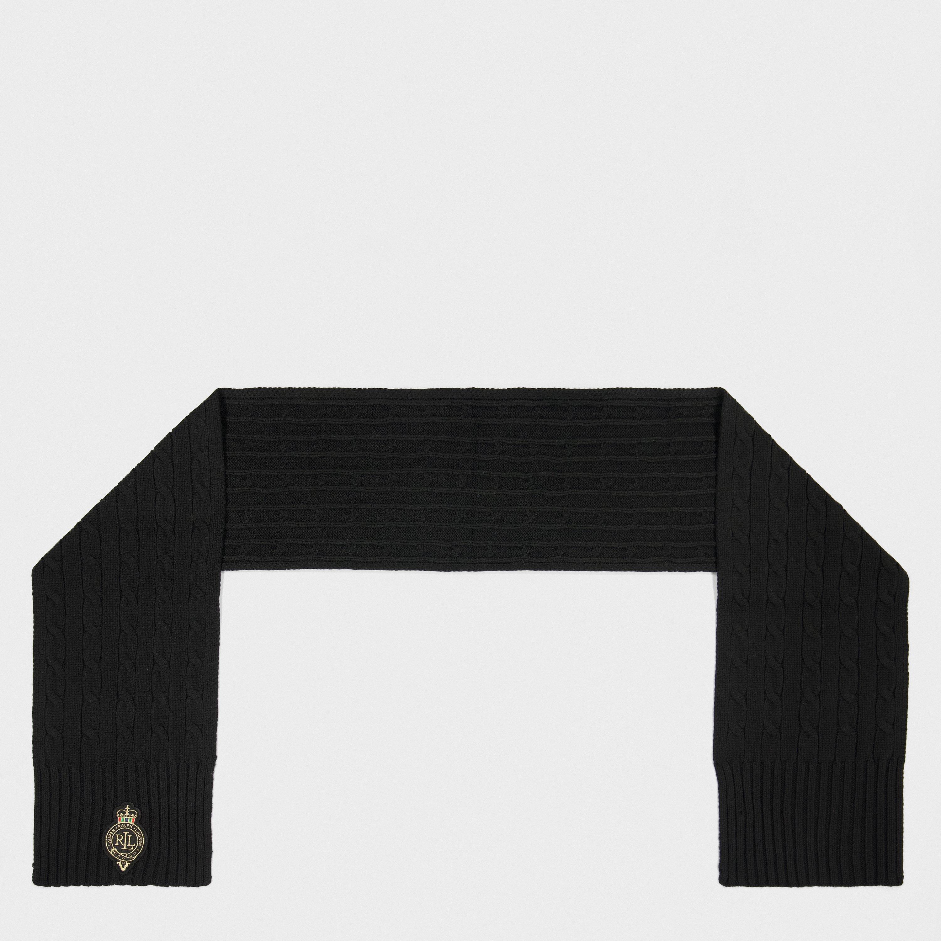 BLACK - Lauren by Ralph Lauren - Crest Cable-Knit Scarf - 2