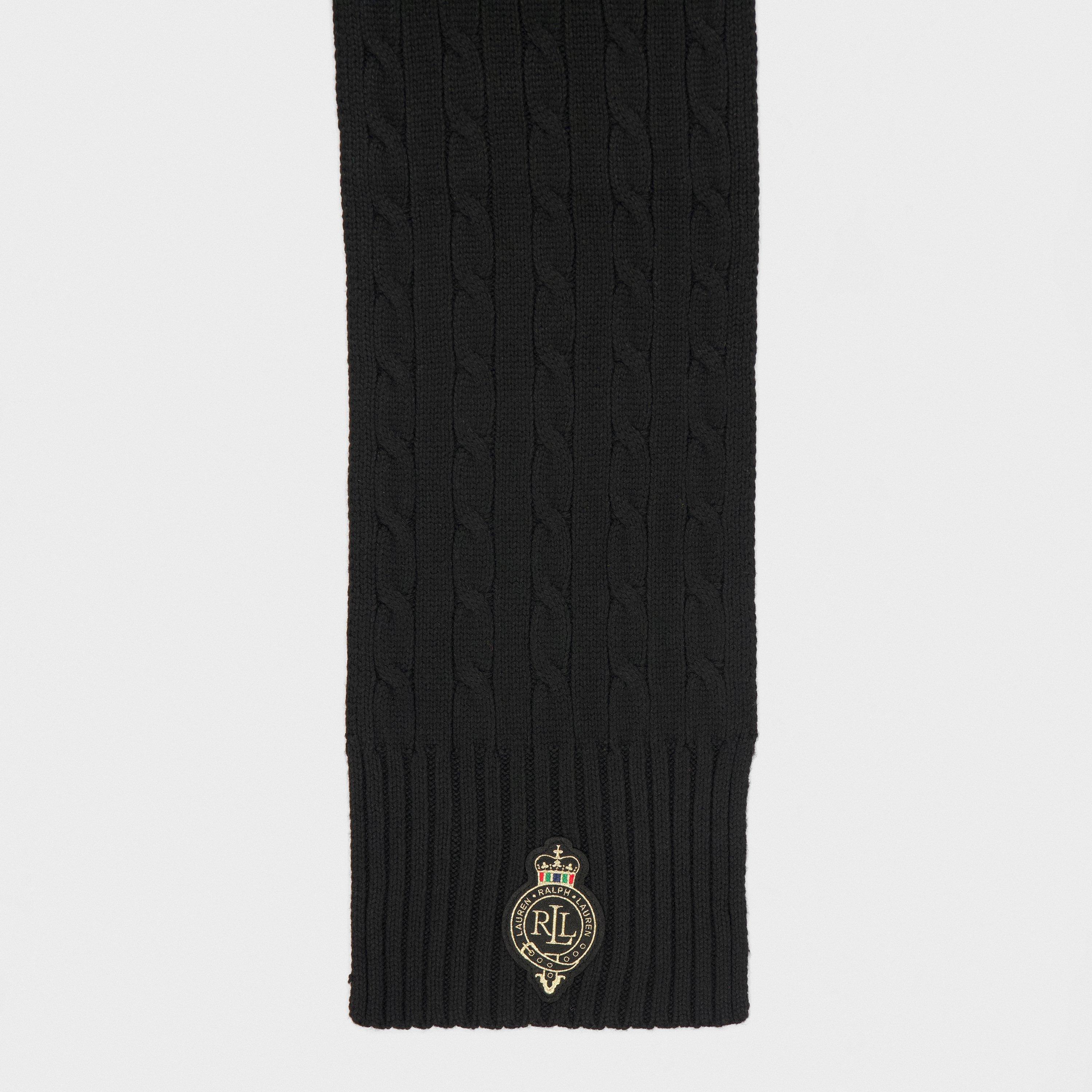 BLACK - Lauren by Ralph Lauren - Crest Cable-Knit Scarf - 3