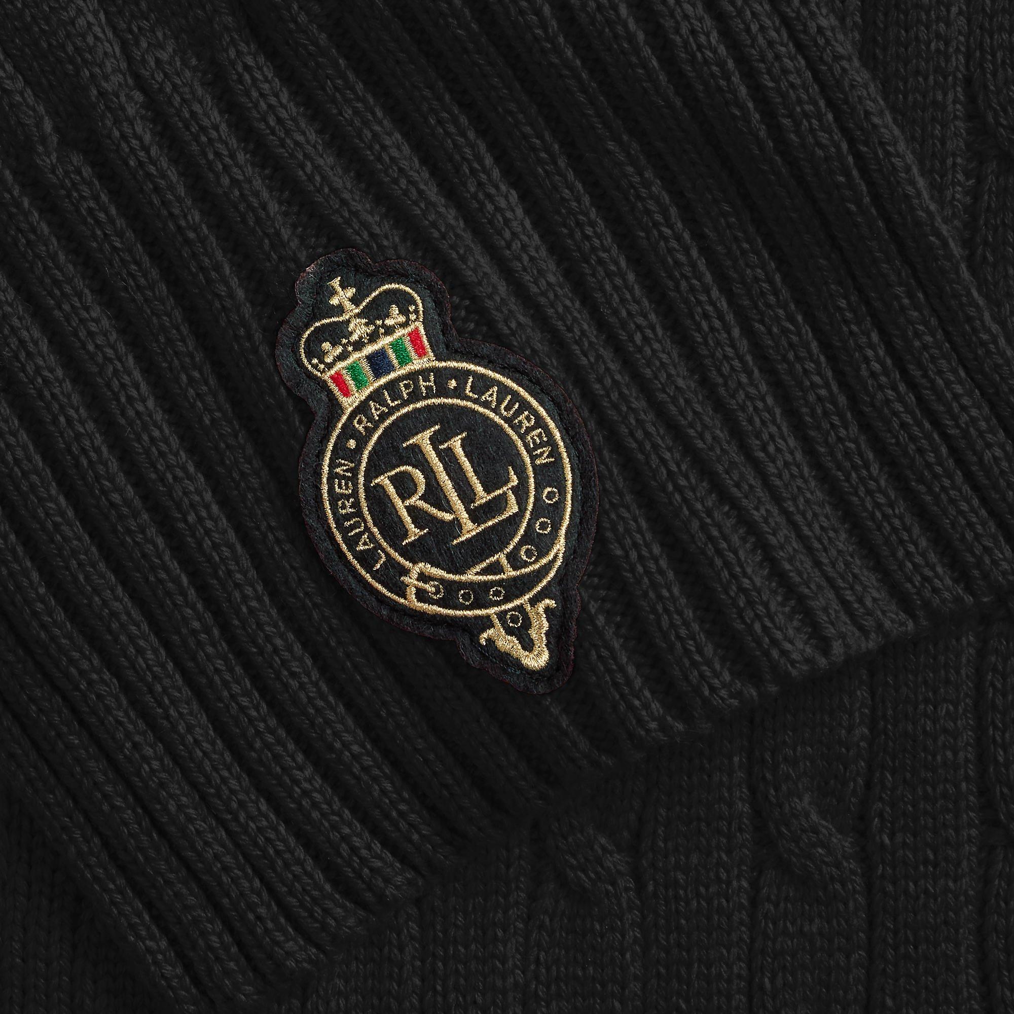 BLACK - Lauren by Ralph Lauren - Crest Cable-Knit Scarf - 4