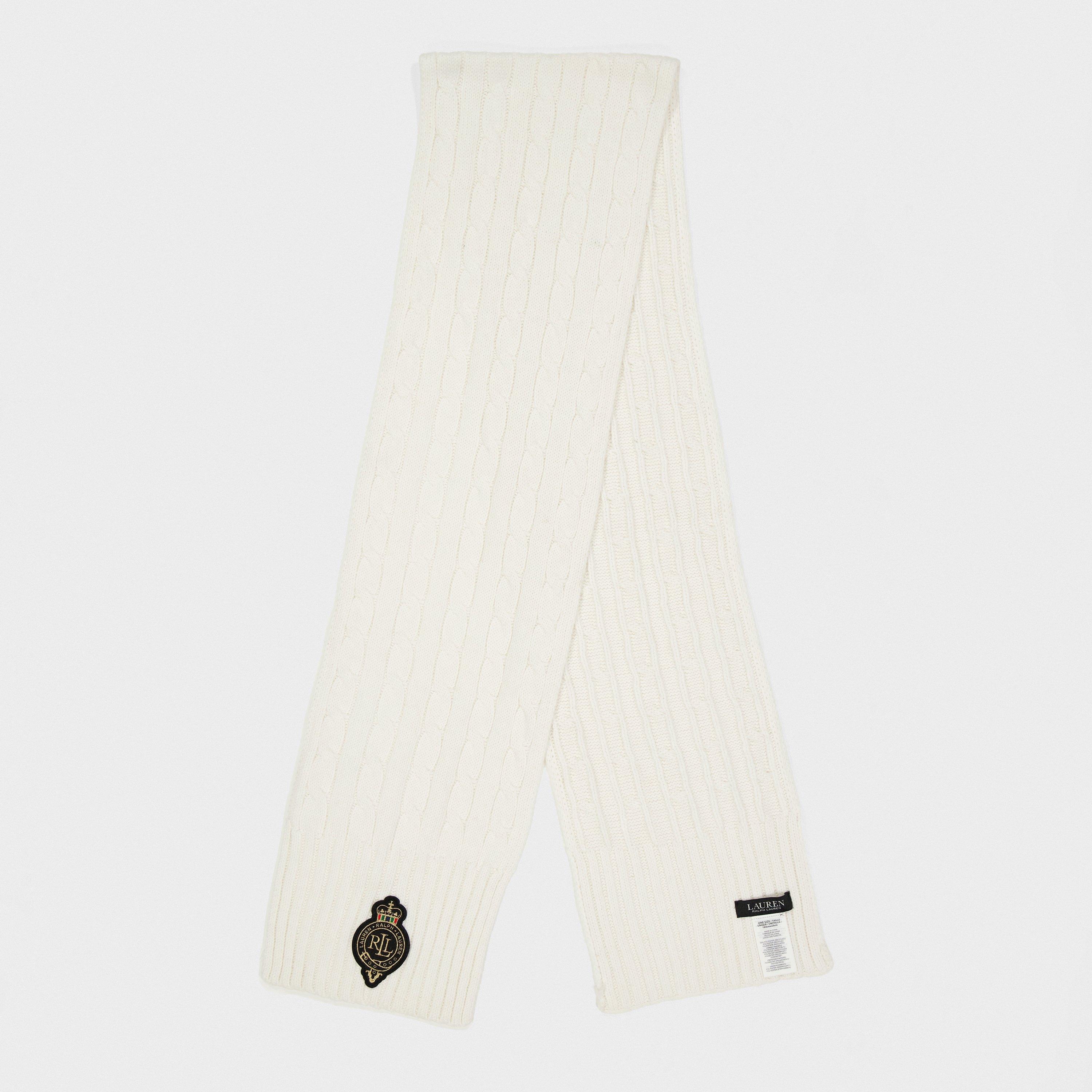 CREAM - Lauren by Ralph Lauren - Crest Cable-Knit Scarf - 1
