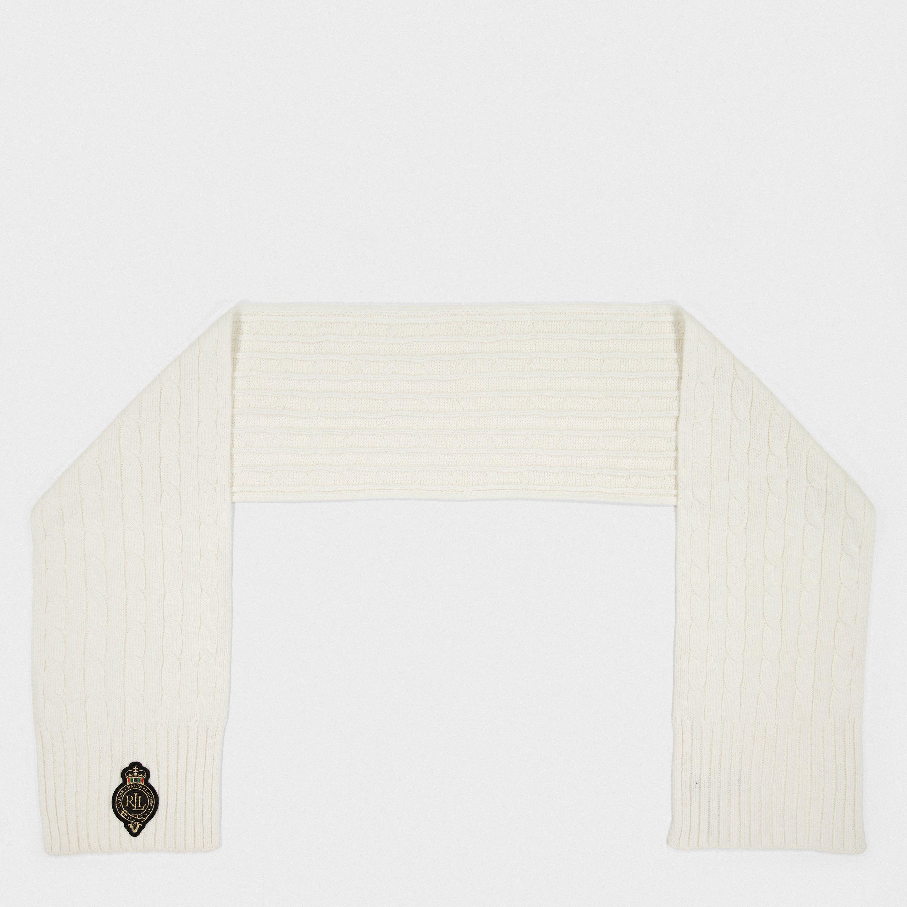 CREAM - Lauren by Ralph Lauren - Crest Cable-Knit Scarf - 2