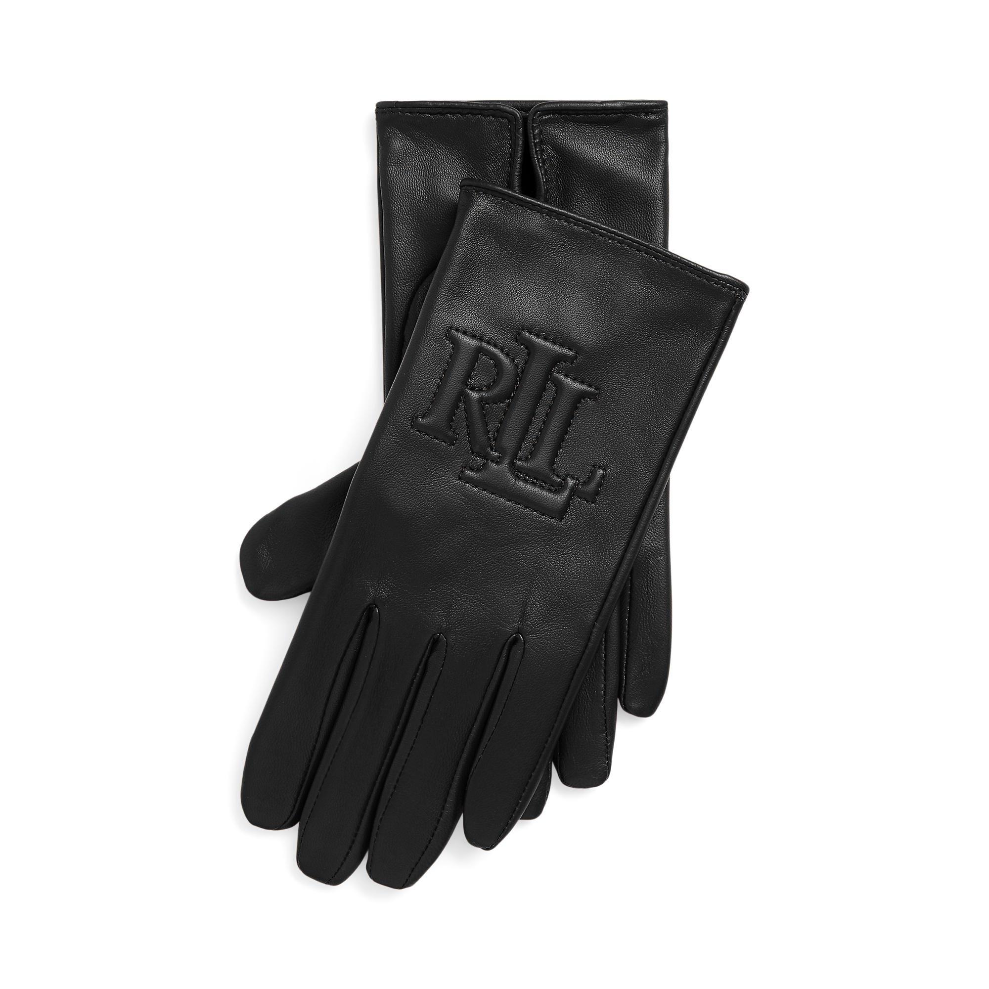 Lauren by Ralph Lauren Logo-Embossed Gloves - BLACK - Medium