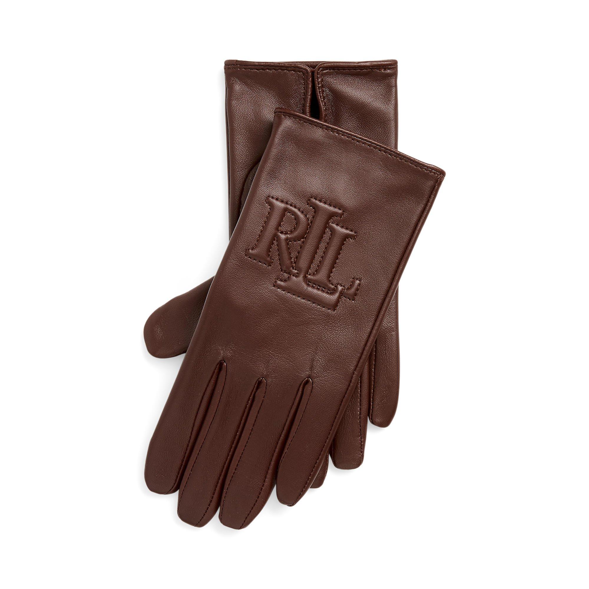 Lauren by Ralph Lauren Logo-Embossed Gloves - DEEP MAHOGANY - Medium