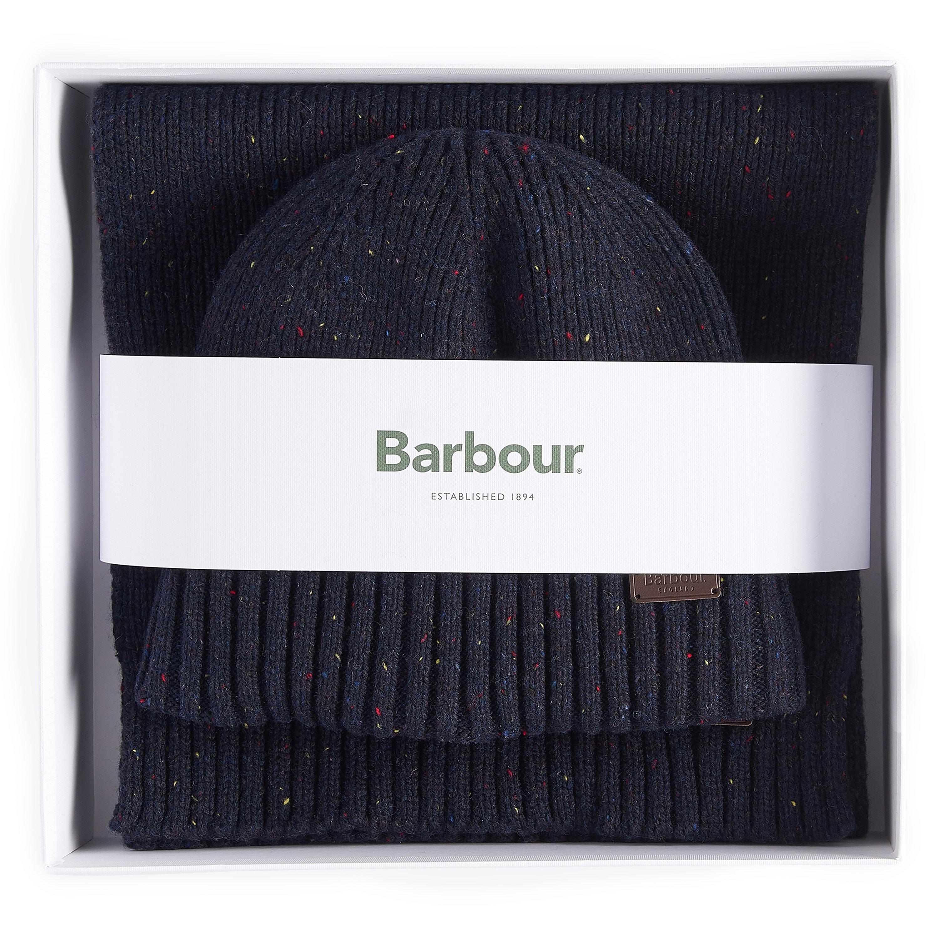 Navy Fleck - Barbour - Carlton Fleck Beanie & Scarf Gift Set - 4