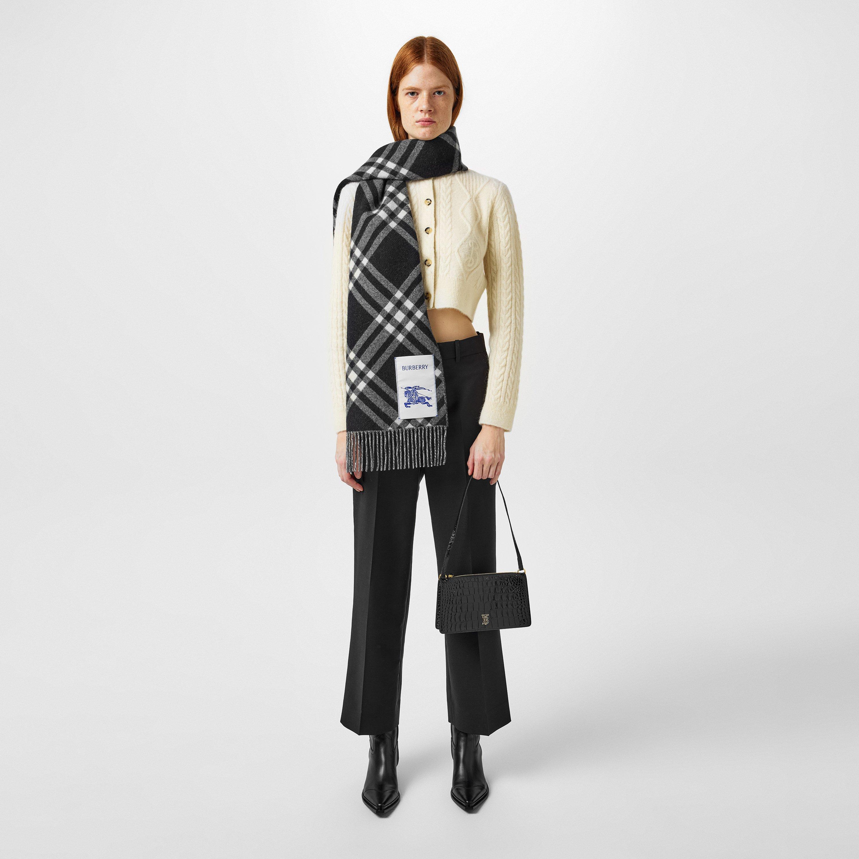 Black - Burberry - Check Scarf - 6
