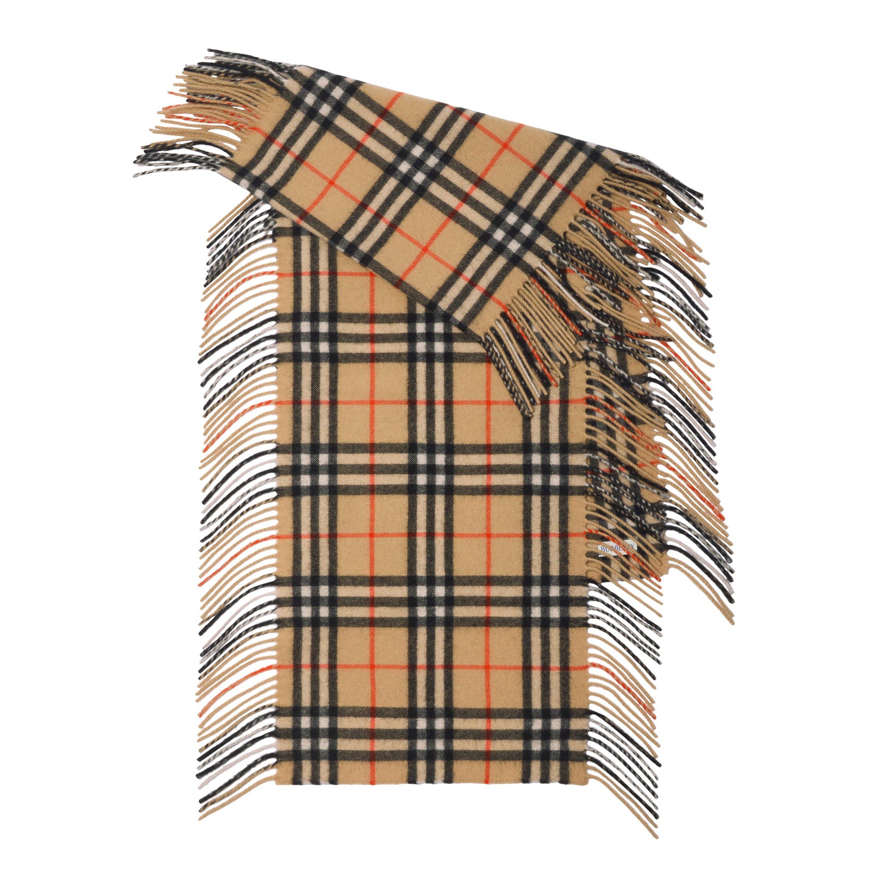 Sand - Burberry - Women's Check Cashmere Midweight Scarf - 2