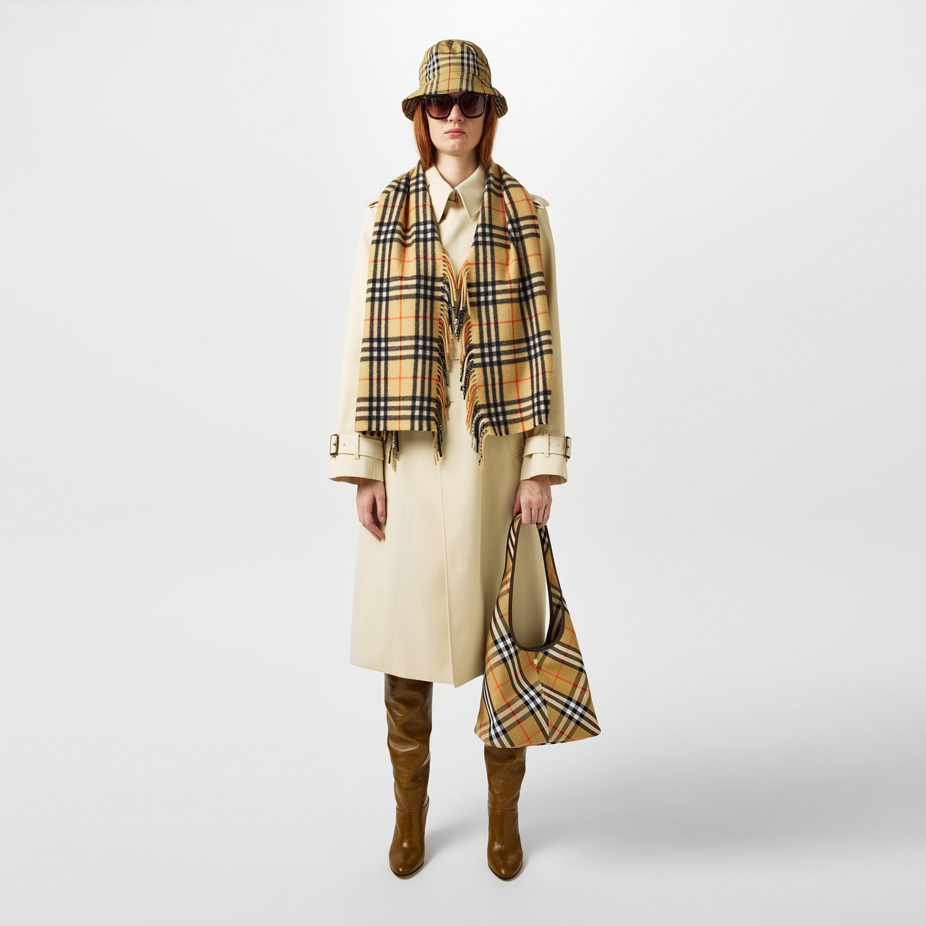 Sand - Burberry - Women's Check Cashmere Midweight Scarf - 3