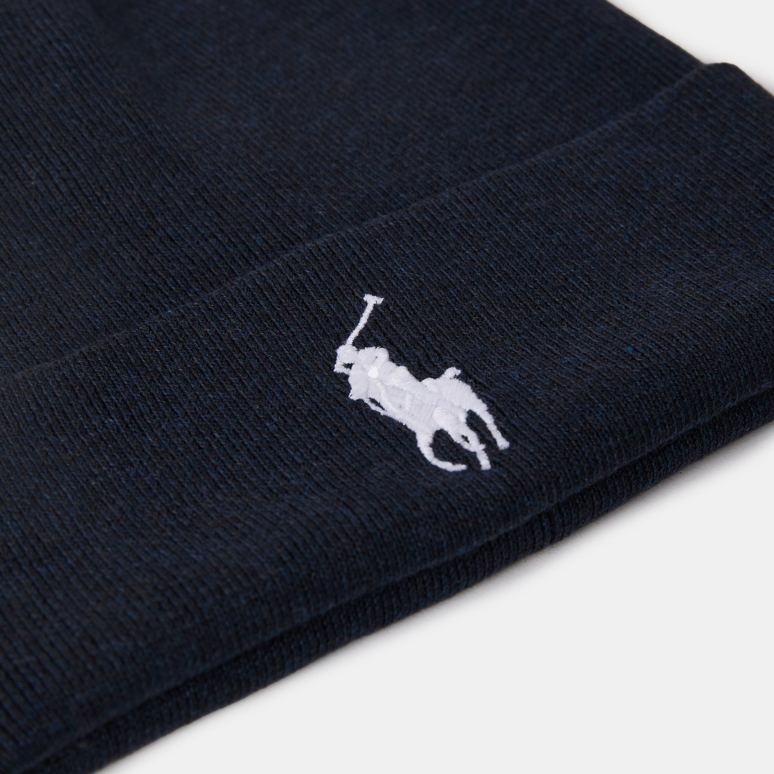 Navy Hthr/Cream - Polo Ralph Lauren - Combed Cotton Beanie - 4
