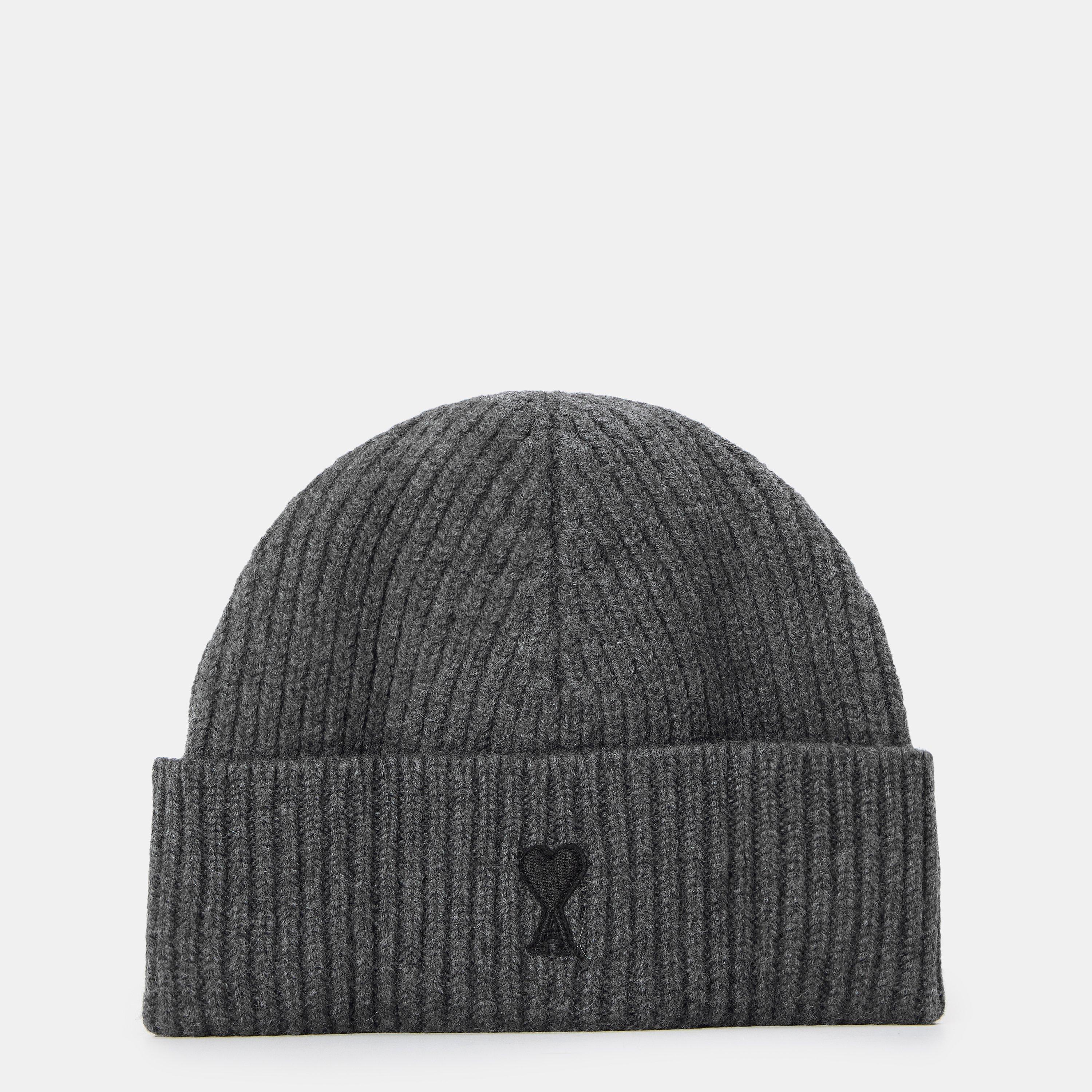 Grey/Black - Ami Paris - Ami Felted Beanie Sn61 - 1