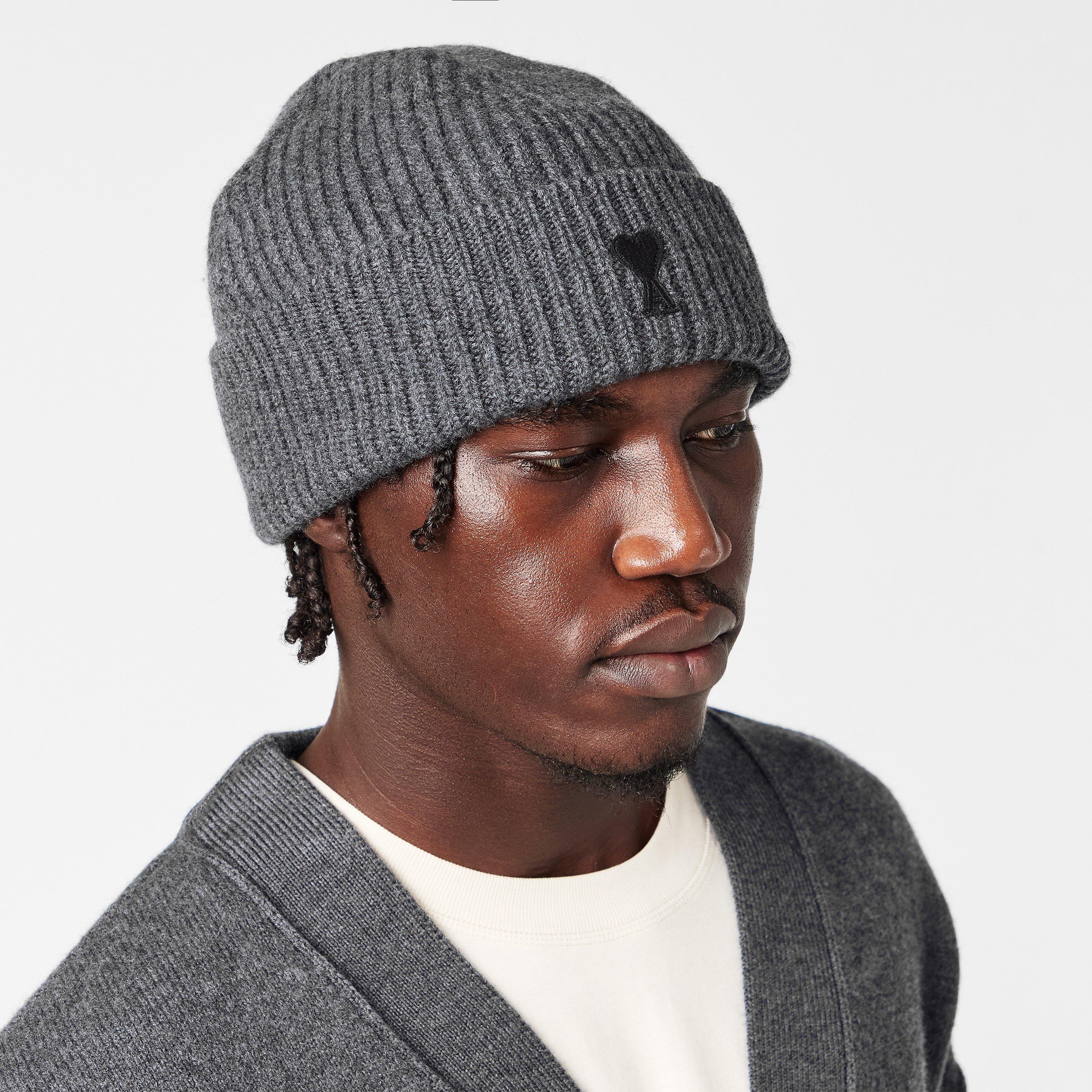 Grey/Black - Ami Paris - Ami Felted Beanie Sn61 - 3